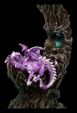 Figuren Shop GmbH Fantasy-Figur Drachen Figur schläft auf Mond - Amethyst Slumber LED - Dekofigur Fantasy