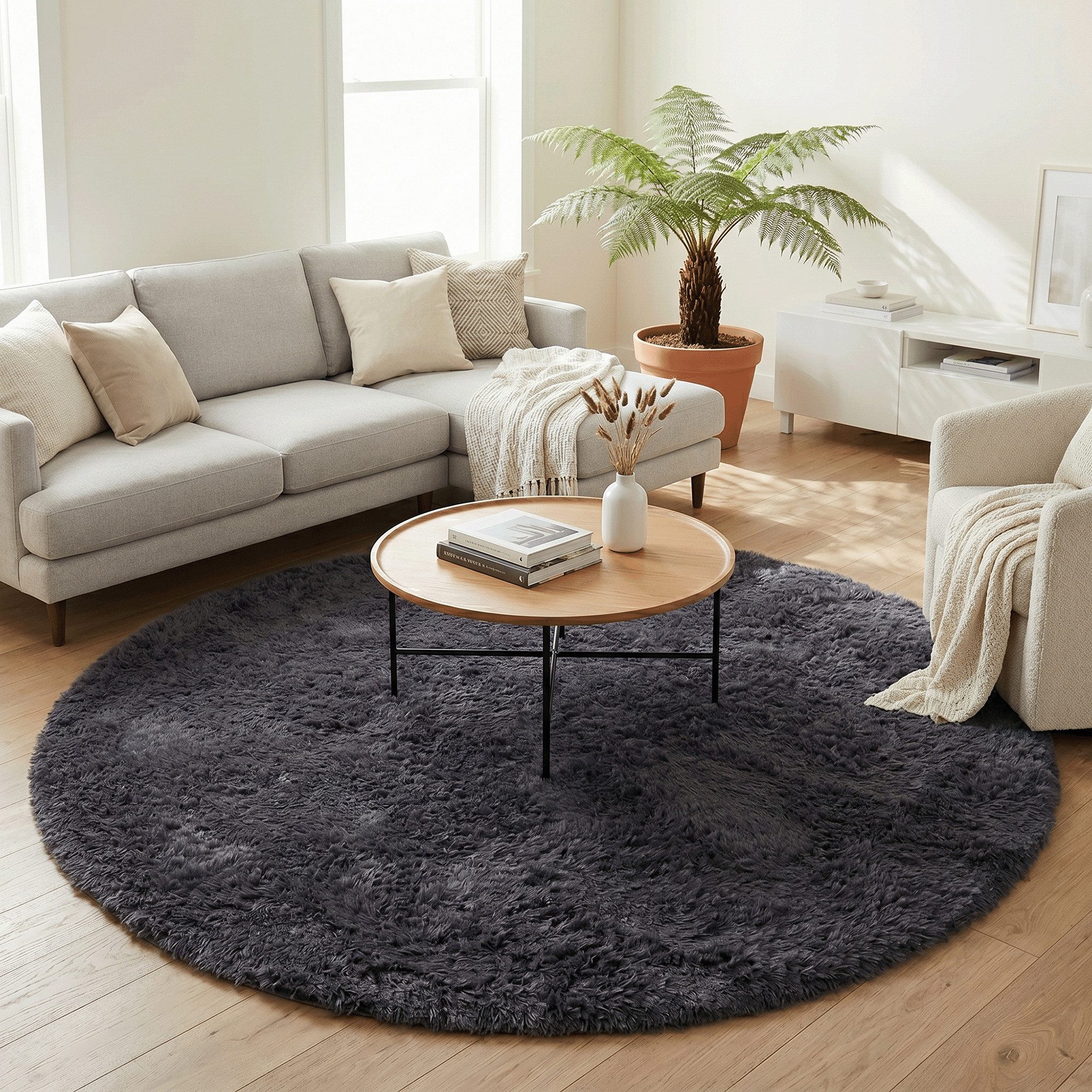 Pergamon Hochflor-Teppich Hochflor Shaggy Teppich Fluffy Rund, Rund, Höhe: 40 mm