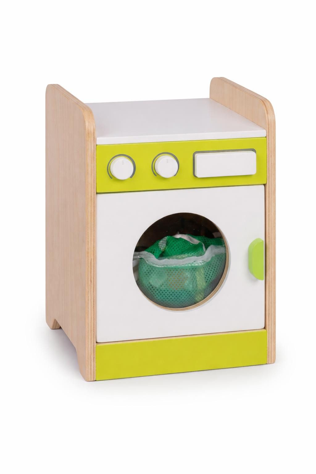 JVmoebel Spielküche Kinder Holz Waschmaschine mit Drehknöpfen und Tür in Grün Weiß Design, Made in Europa
