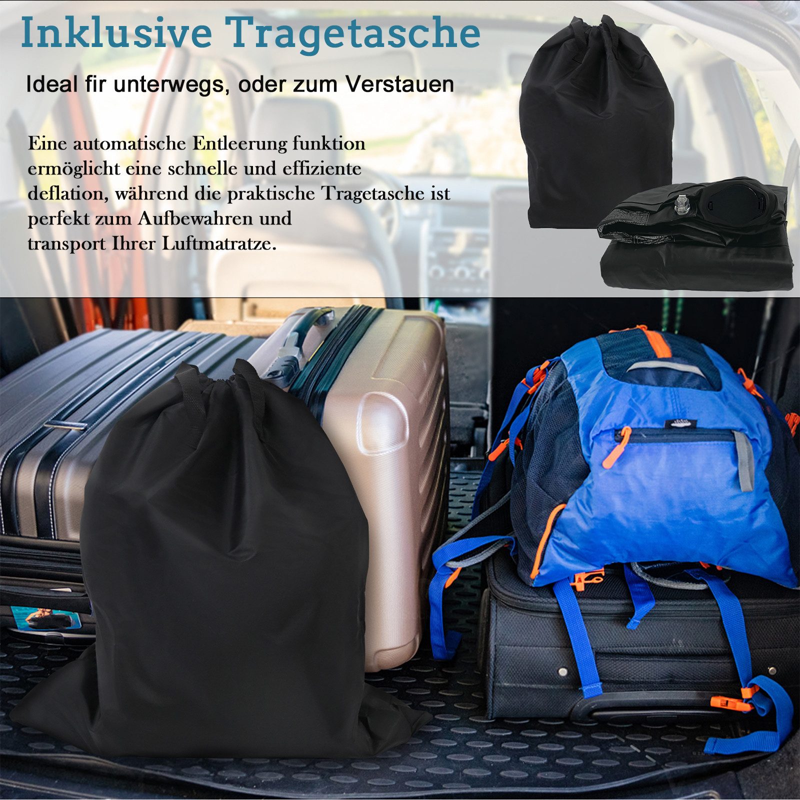 FIVMEN Luftbett Aufblasbare Matratze Gästebett mit Integrierter Elektrischer Pumpe, Luftmatratze für Camping oder Heimgebrauch Mit Tasche
