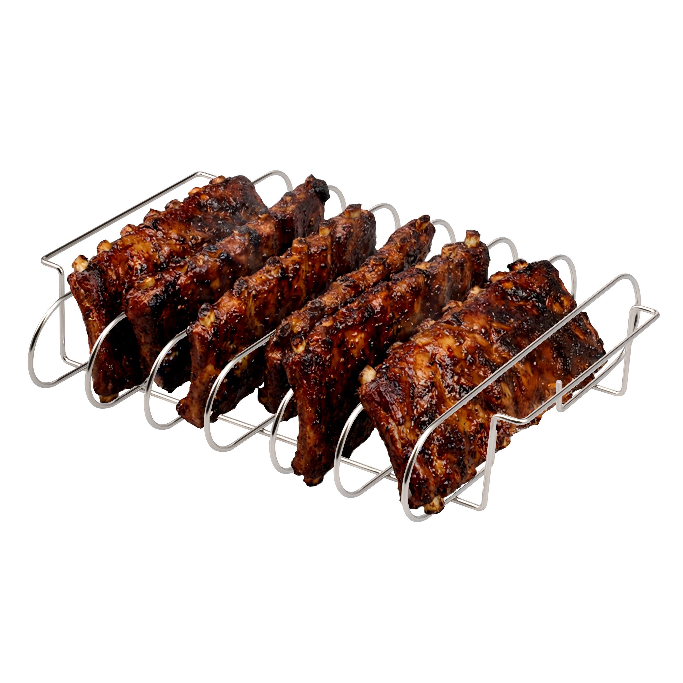 eluno Sparerib-Halter Spare Ribs Halter, aus Edelstahl mit Tragegriffen (1-St), Abstand zwischen den Rippenstäben: ca. 4,5 cm