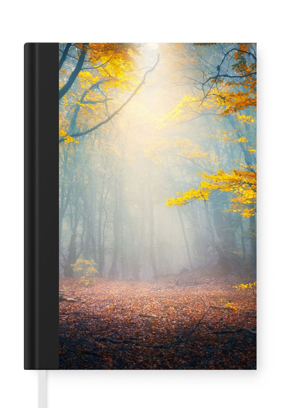 MuchoWow Notizbuch Wald - Nebel - Herbst, Journal, Merkzettel, Tagebuch, Notizheft, A5, 98 Seiten, Haushaltsbuch