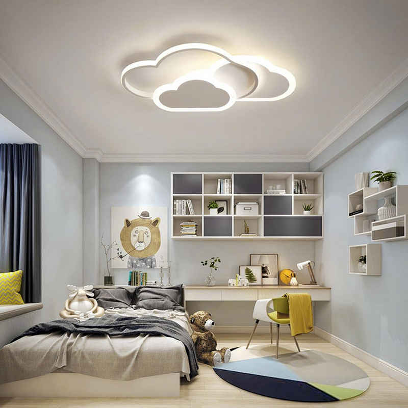Daskoo Deckenleuchten Wolkenform LED Deckenlampe mit Fernbedienung Dimmbar Schlafzimmer, LED fest integriert, Warmweiß/Neutralweiß/Kaltweiß, LED Deckenleuchte, Stufenloses Dimmen