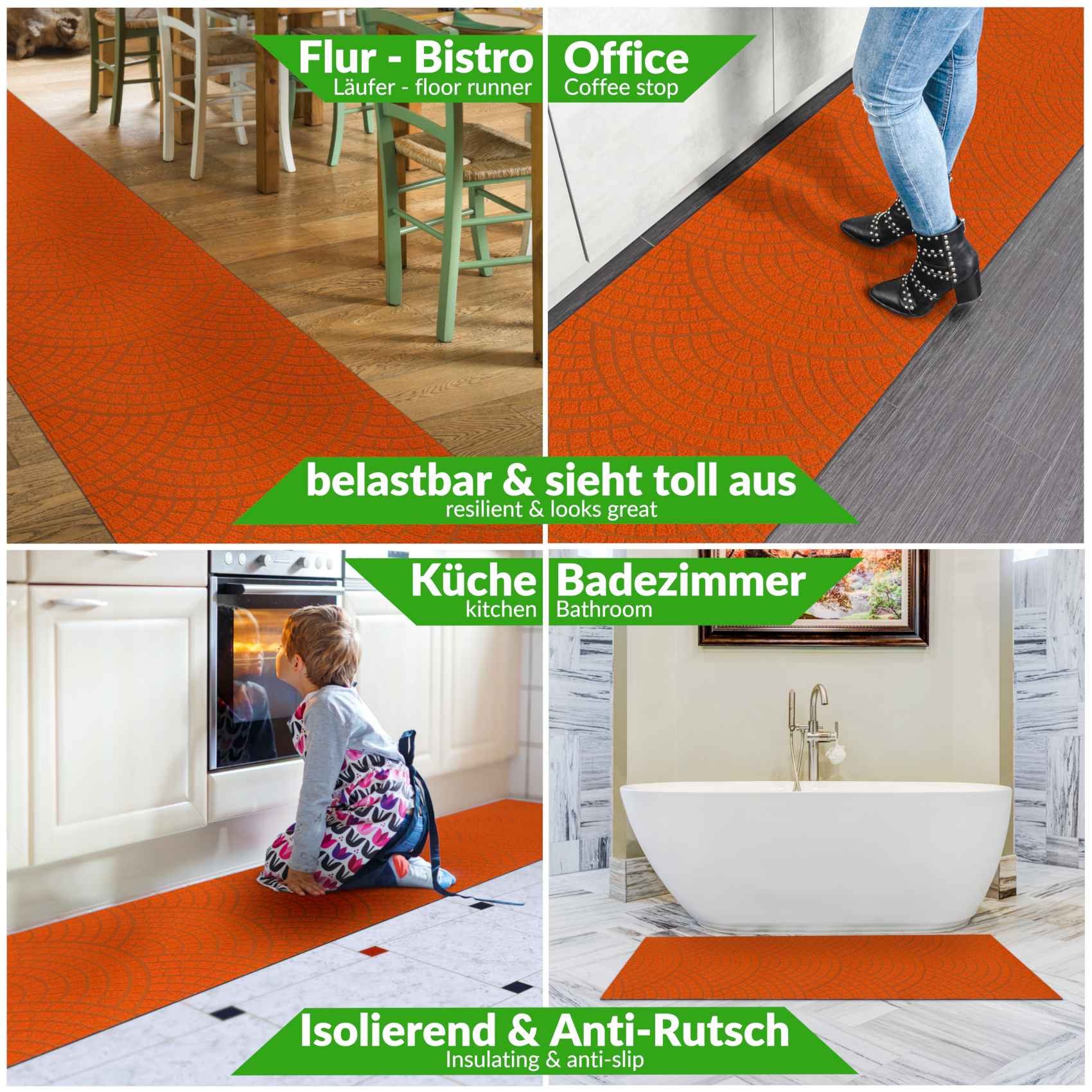 ANRO Küchenläufer Teppichläufer DAVIS Velours Läufer, Eckig, Höhe: 3 mm, Ve günstig online kaufen