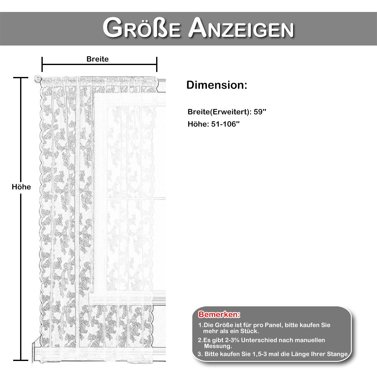 St) Qelus, Rutentasche, Scheibengardine (1 Sheer Tür Weiß Vorhänge Window Spitze