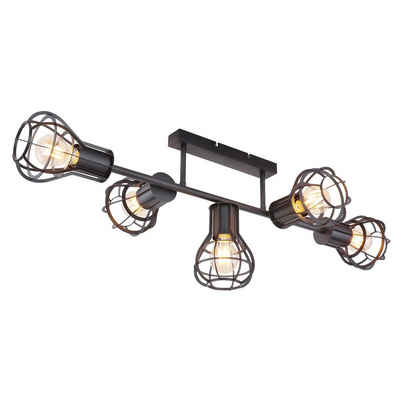 Globo Deckenleuchte Deckenleuchte E27 Wohnzimmer Deckenlampe Deckenstrahler 5 Flammig, flammig, modern, schwarz, ohne Leuchtmittel, Lichtfarbe ist abhängig vom Leuchtmittel, Schlafzimmer, Esszimmer, Küche, Flur, Strahler, Deckenspots, Spots