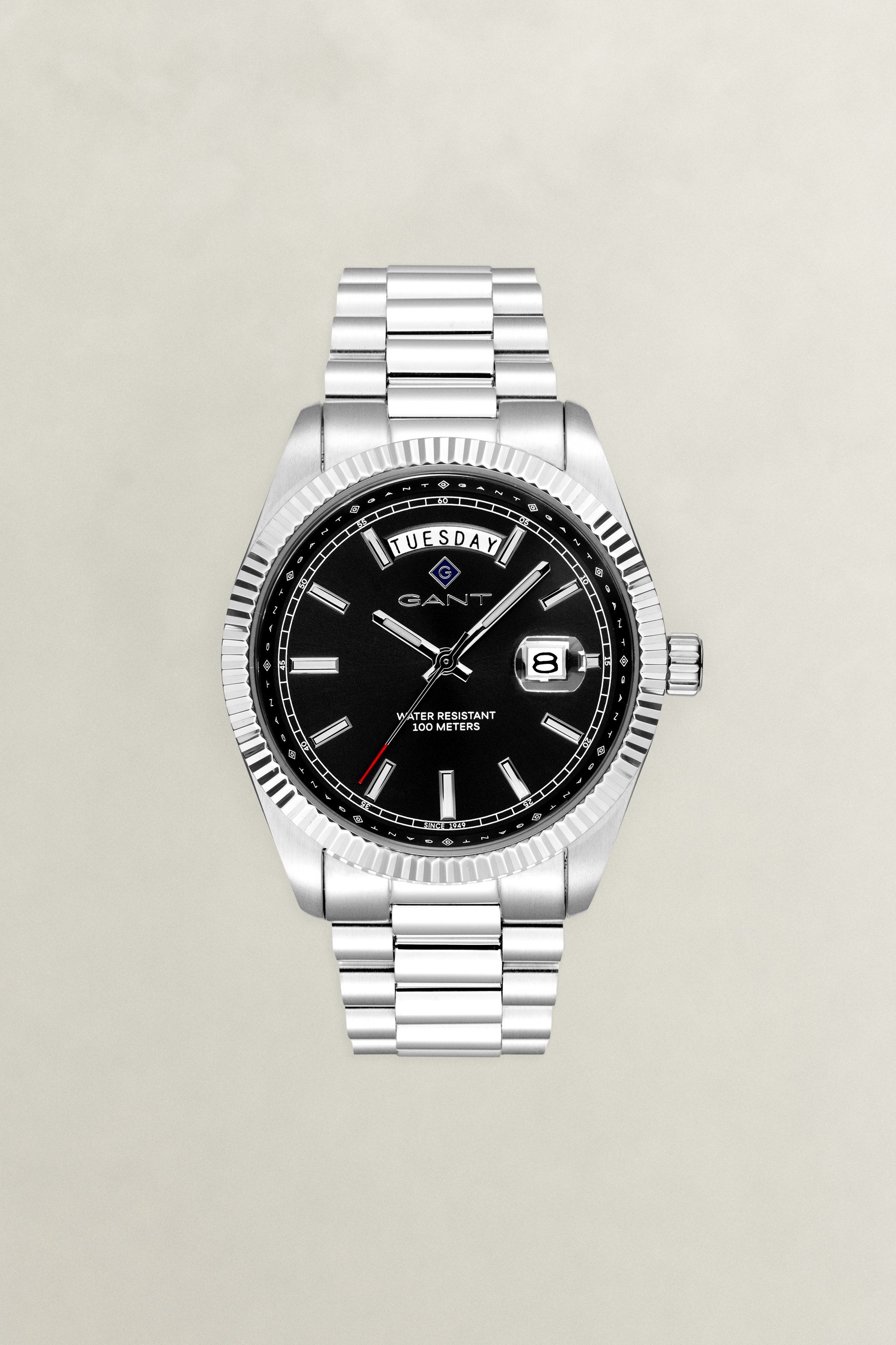 Gant Quarzuhr F-fax G189001, Armbanduhr, Herrenuhr, Edelstahlarmband, analog, Tag, Wochentag