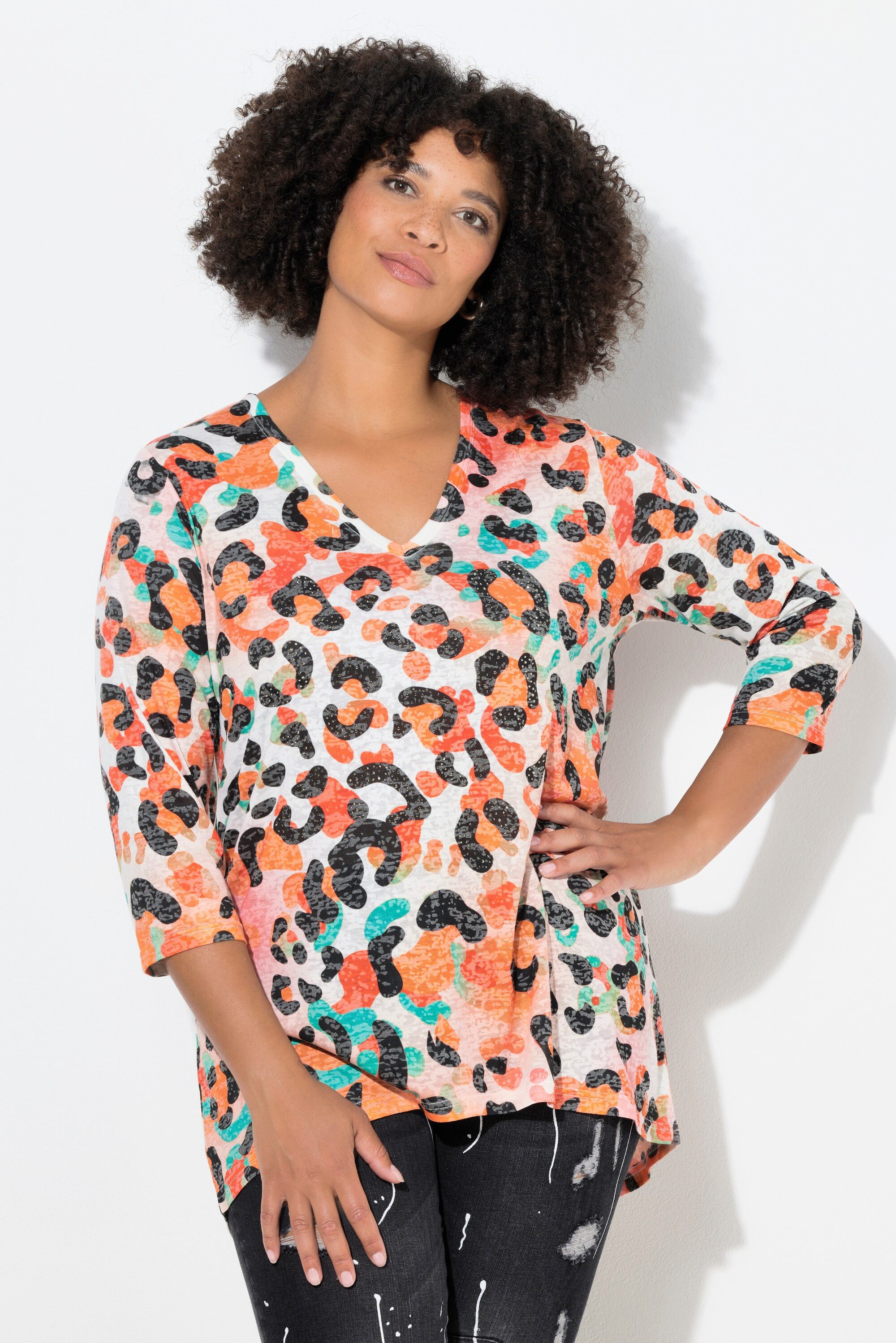 Angel of Style T-Shirt T-Shirt A-Linie farbiges Leomuster