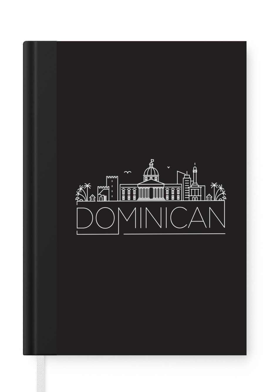 MuchoWow Notizbuch Skyline "Dominikanische Republik" schwarz, Journal, Merkzettel, Tagebuch, Notizheft, A5, 98 Seiten, Haushaltsbuch