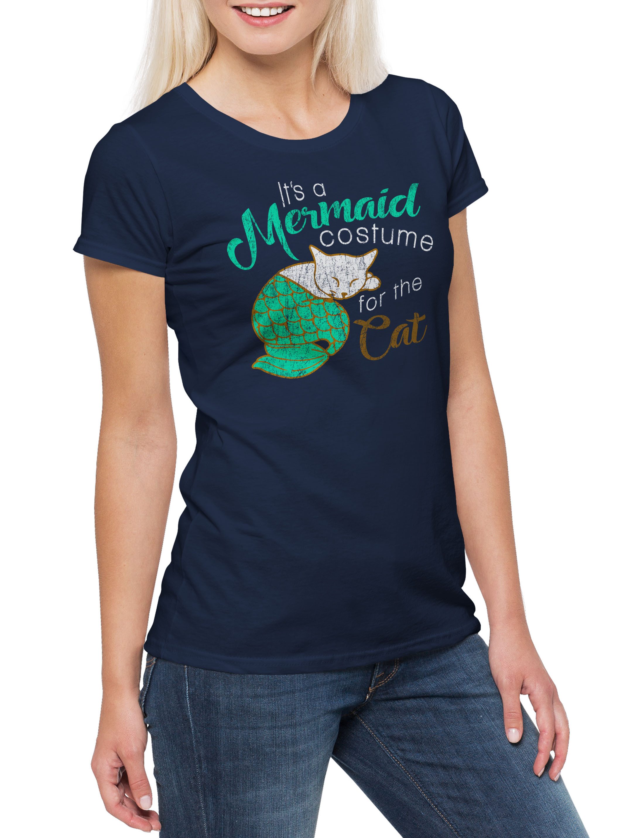 Print-Shirt Modern Mermaid Cat Damen T-Shirt Sitcom Family Philip Humphrey Shirt