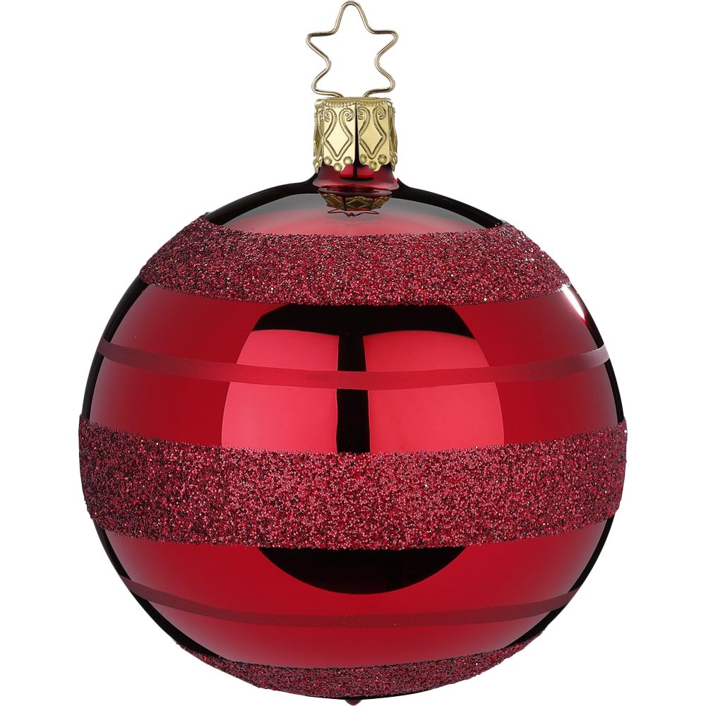 INGE-GLAS® Weihnachtsbaumkugel moderne Streifen, ochsenblut handbemalt Ø8cm St), glanz (1 mundgeblasen