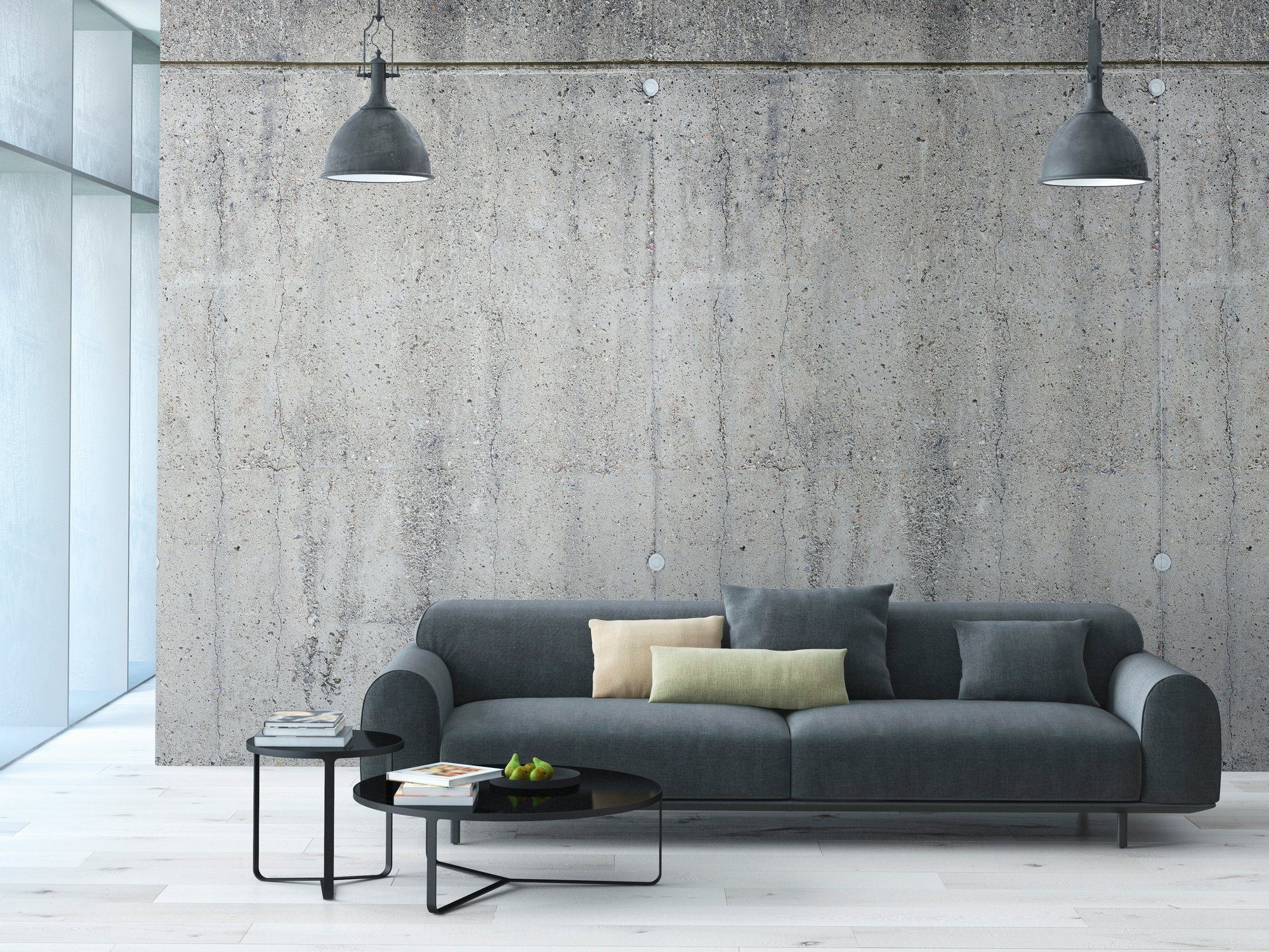 living walls Fototapete Fototapete Betonwand, glatt, matt, gemustert, neutral, (1 St), Betonoptik Industrial Look Loftoptik Steinwand Tapeten Wohnzimmer Flur