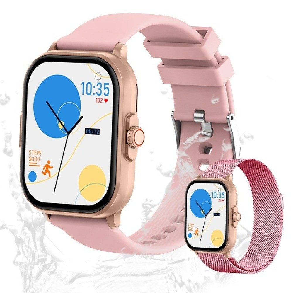 Valdus Damen's IP67 Wasserdicht Fitness-Tracker Smartwatch (2.01 Zoll, Android / iOS), mit Herzfrequenzsensor, SpO2, Schrittzähler 15 Sportmodi und GPS