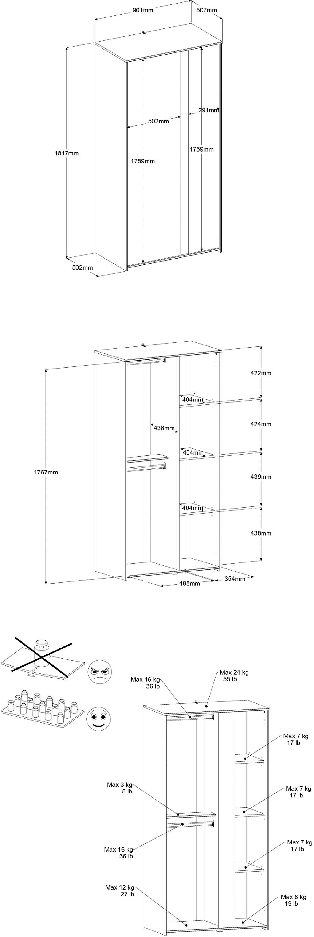 Parisot Kinderkleiderschrank Pirouette 2 (1-St)