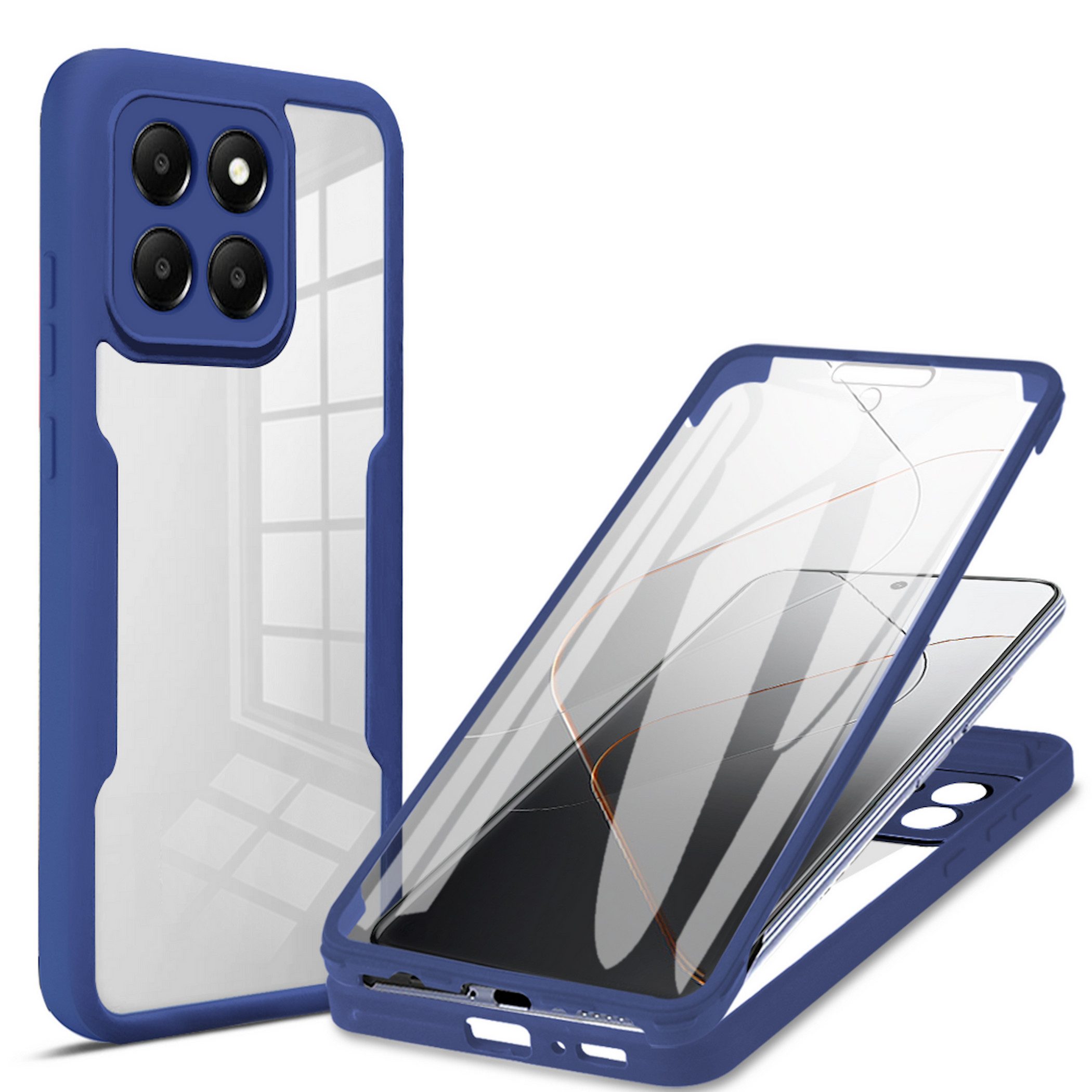 Wigento Handyhülle 360 Grad für Xiaomi 17 mit Display & Kameraschutz Bumper Blau 6,36 Zoll, 360 Grad Schutz, stoßdämpfend, robust