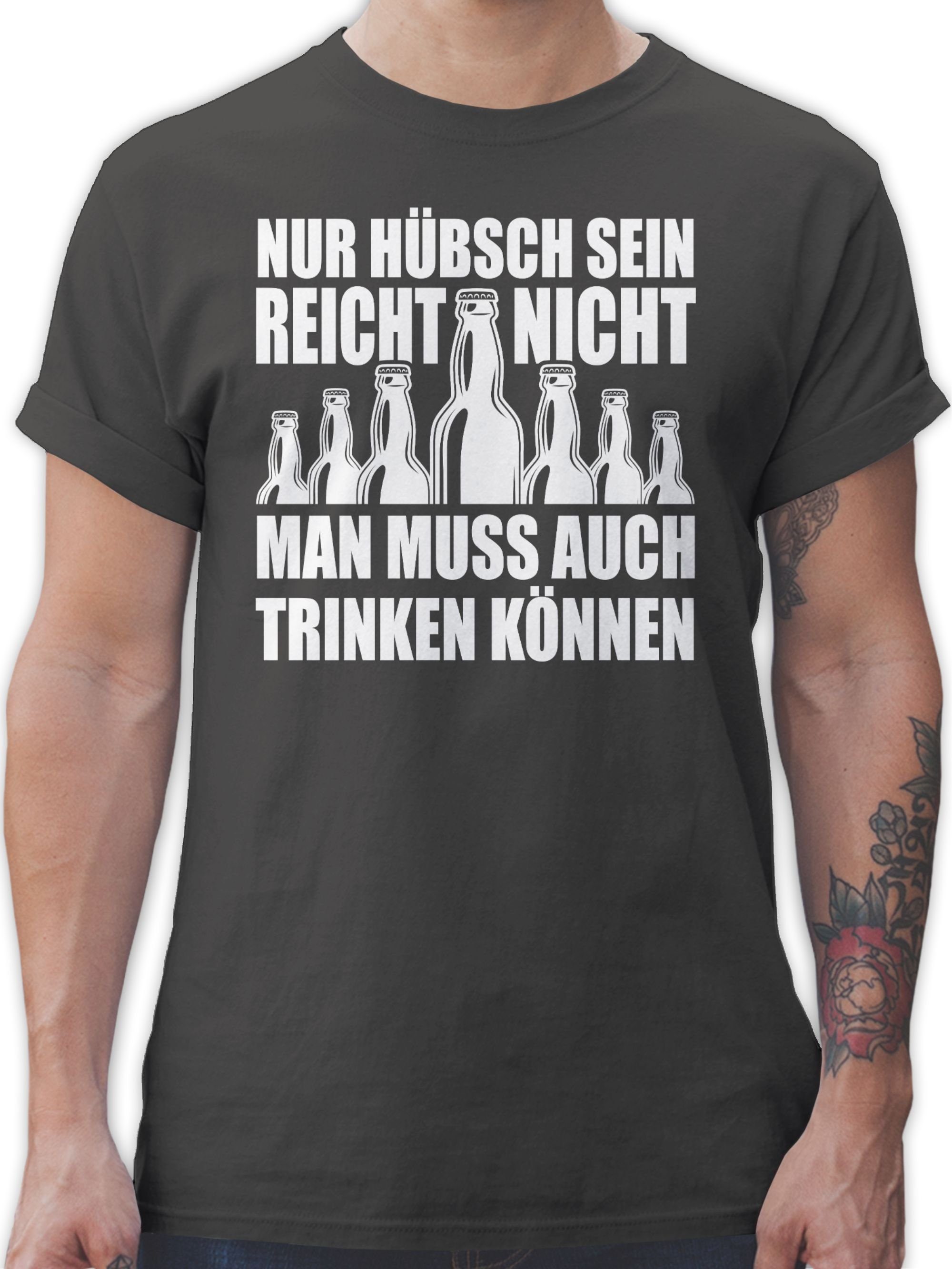 Shirtracer T-Shirt Nur hübsch sein reicht nicht Sprüche Statement mit Spruch 2 Dunkelgrau