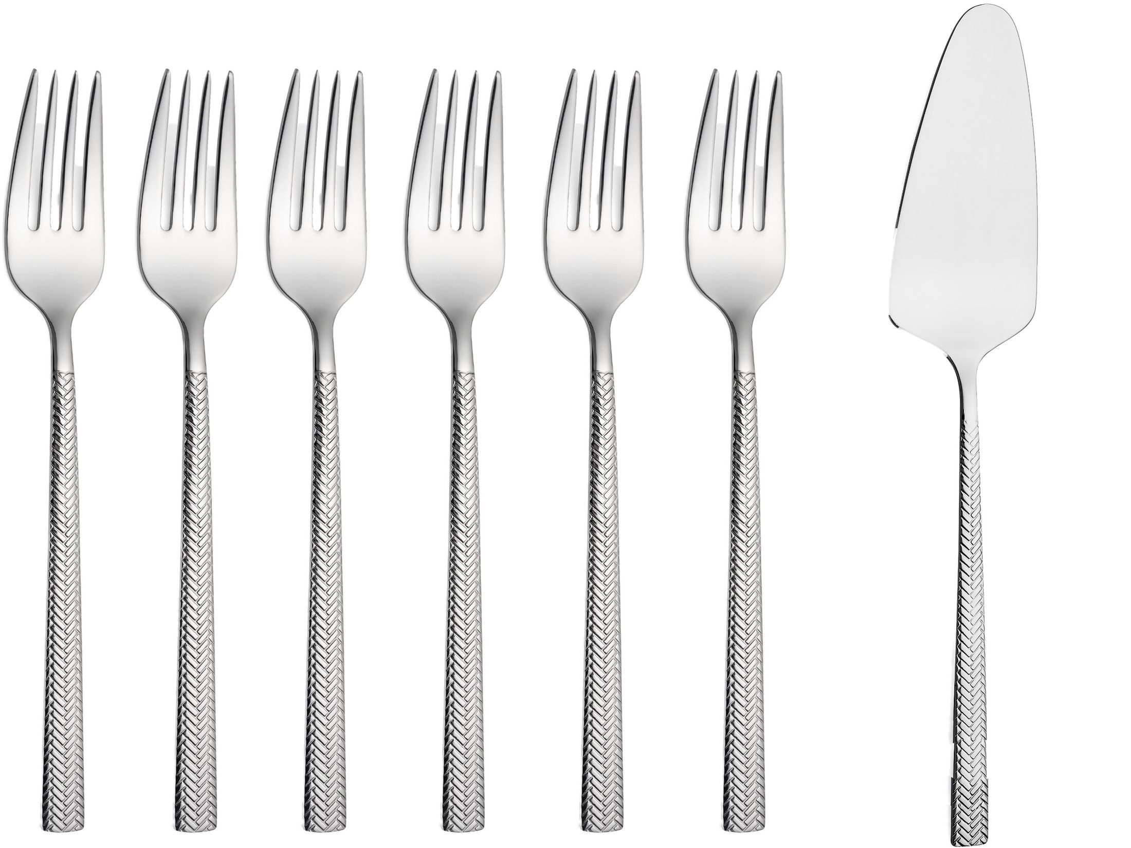 Asphald Besteck-Set Hera Kuchen Set 7 teilig Edelstahl Rostfrei Kuchengabel Tortenheber (7-tlg), 6 Personen, Edelstahl 18/10, Spülmaschinenfest und Rostfrei
