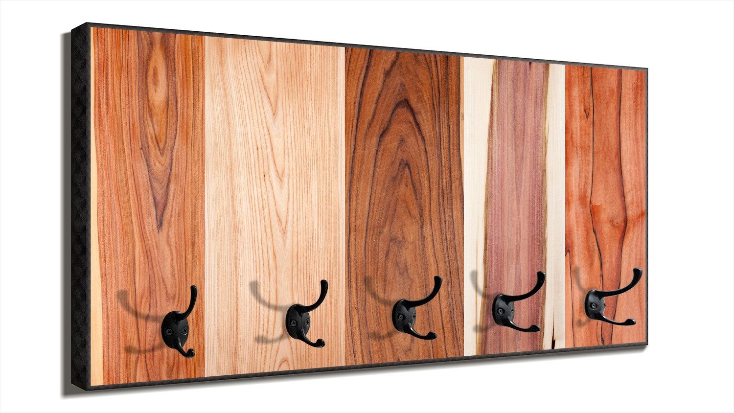 Wallario Garderobenpaneel Holzmuster - Oberfläche mit Holzmaserung VIII (1-teilig, inkl. Haken und Befestigung), 80x40cmHolz
