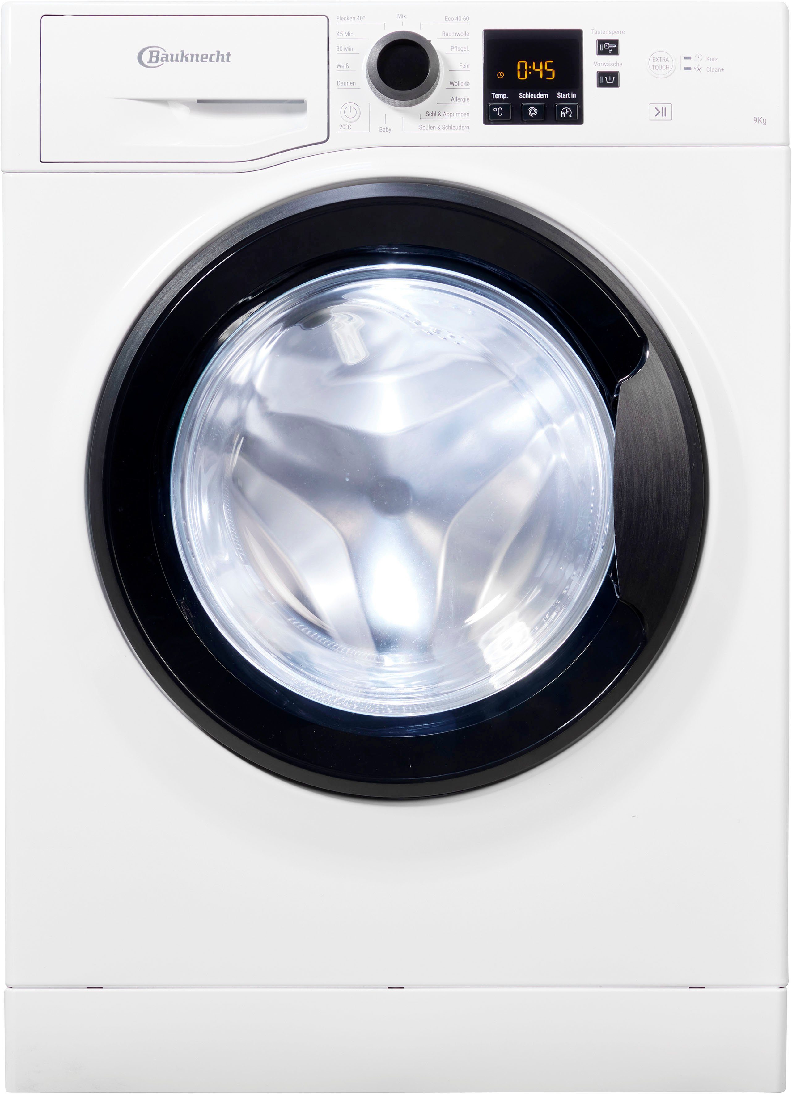 BAUKNECHT Waschmaschine Super Eco 948 A, 9 kg, 1400 U/min, 4 Jahre Herstellergarantie, Kurz 45 Minuten und 40° Antiflecken – Bild 4 von 5