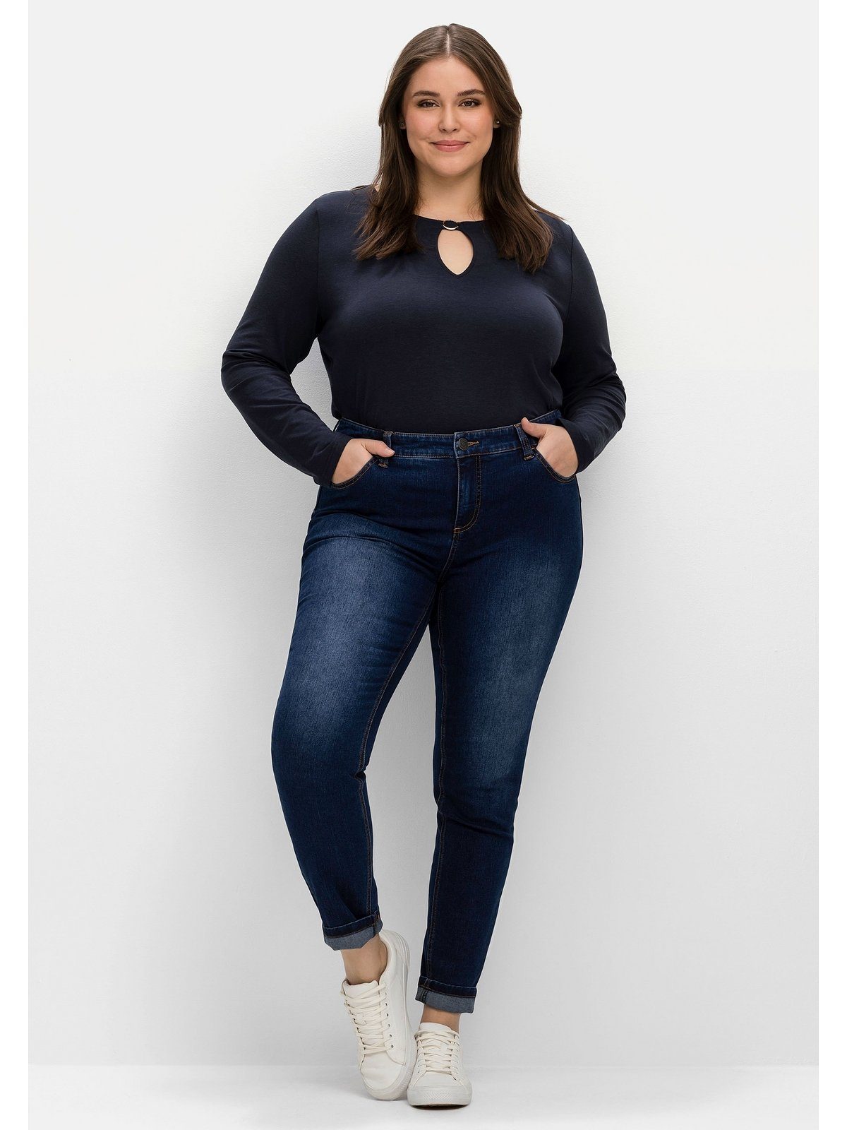 Sheego Stretch-Jeans Große Größen für schmale mehr Bauch sehr und Beine