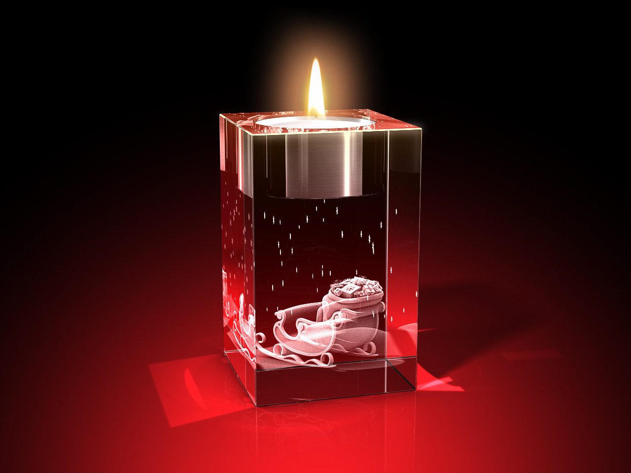 GLASFOTO.COM Teelichthalter Advents-Teelichthalter (einzeln), Weihnachten, Kristallglas, 3D-Motive (1), aus Kristallglas