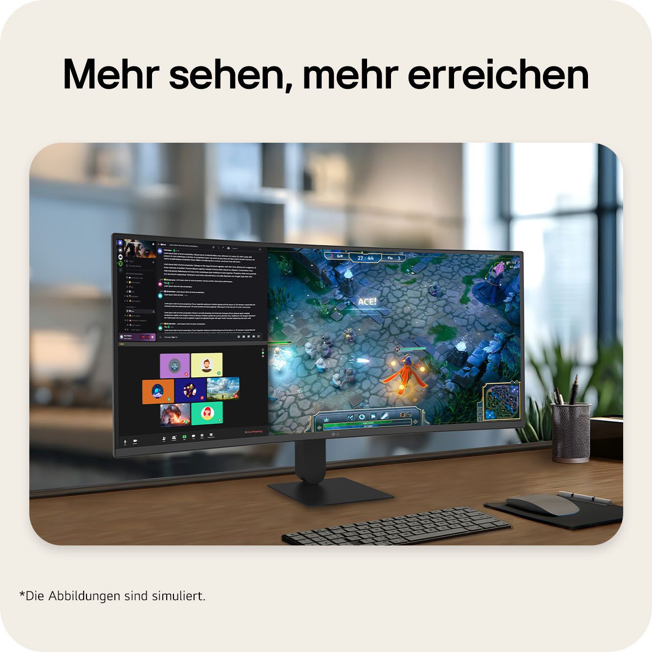 LG 34U640B Curved-LED-Monitor (86 cm/34 ", 3440 x 1440 px, UWQHD, 5 ms Reaktionszeit, 144 Hz, VA LED)