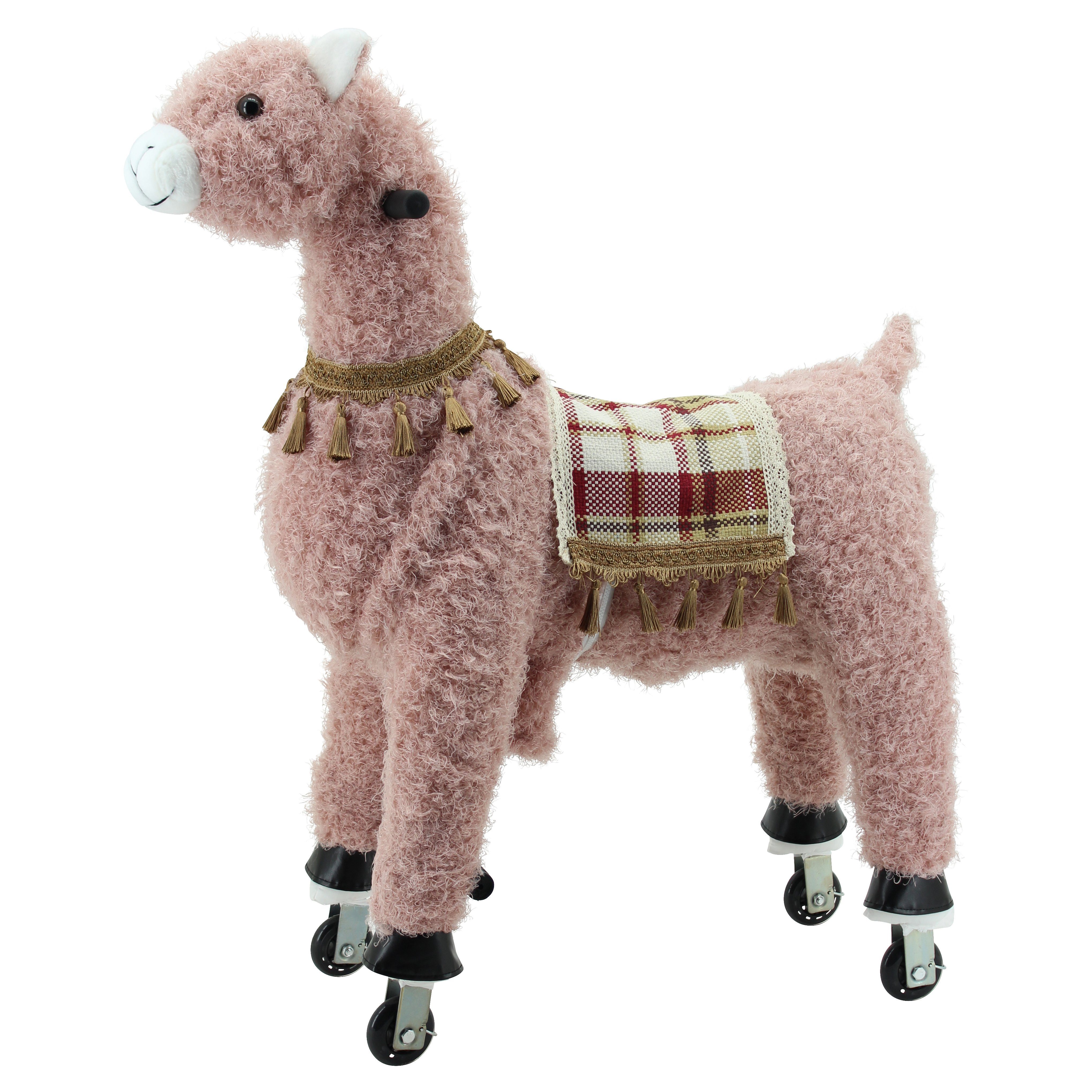 Sweety-Toys Reittier Sweety Toys 11391 Reittier Alpaka rosa auf Rollen für 4 bis 9 Jahre