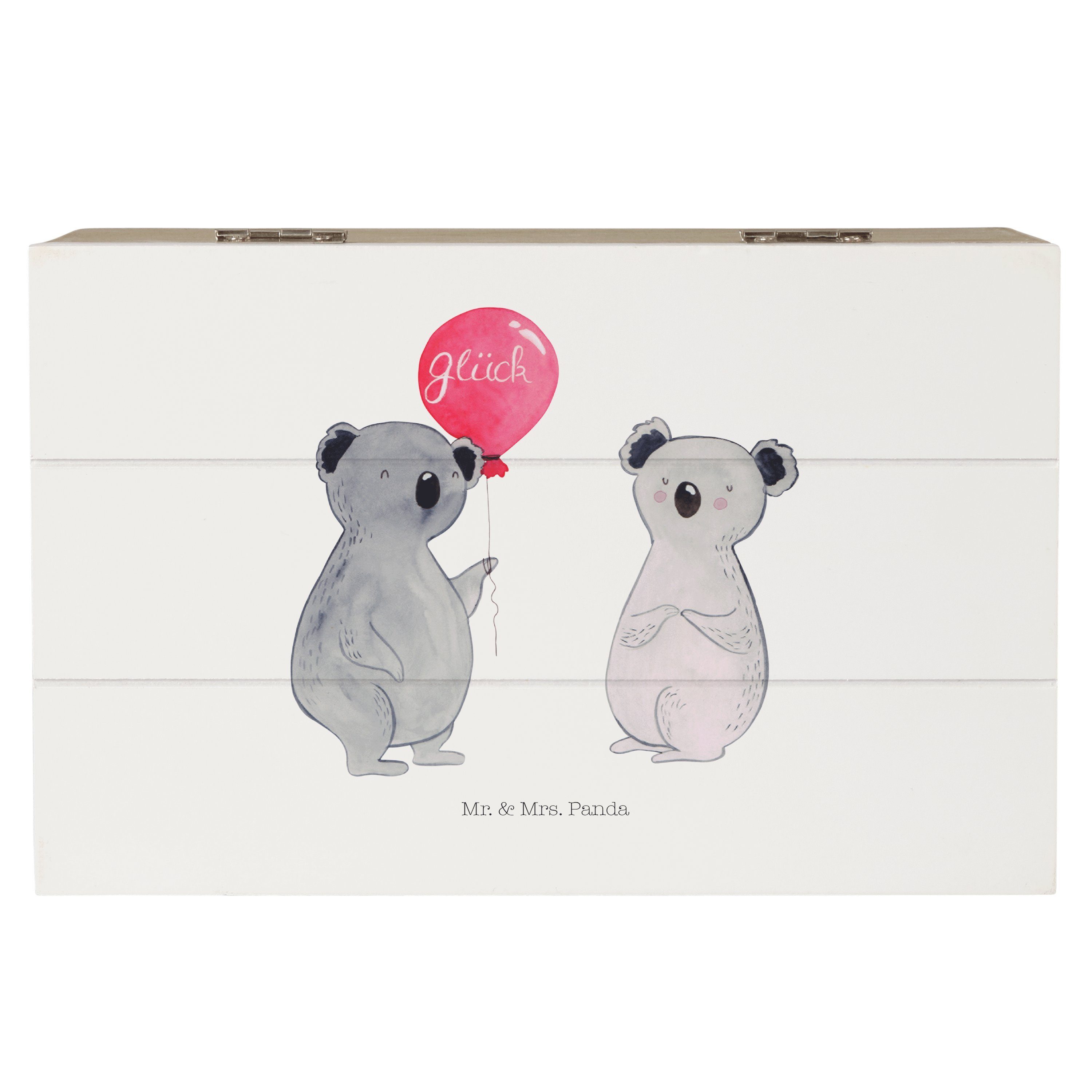 Mr. & Mrs. Panda Dekokiste Koala Luftballon - Weiß - Geschenk, Party, Schatulle, Holzkiste, Kist (1 St)