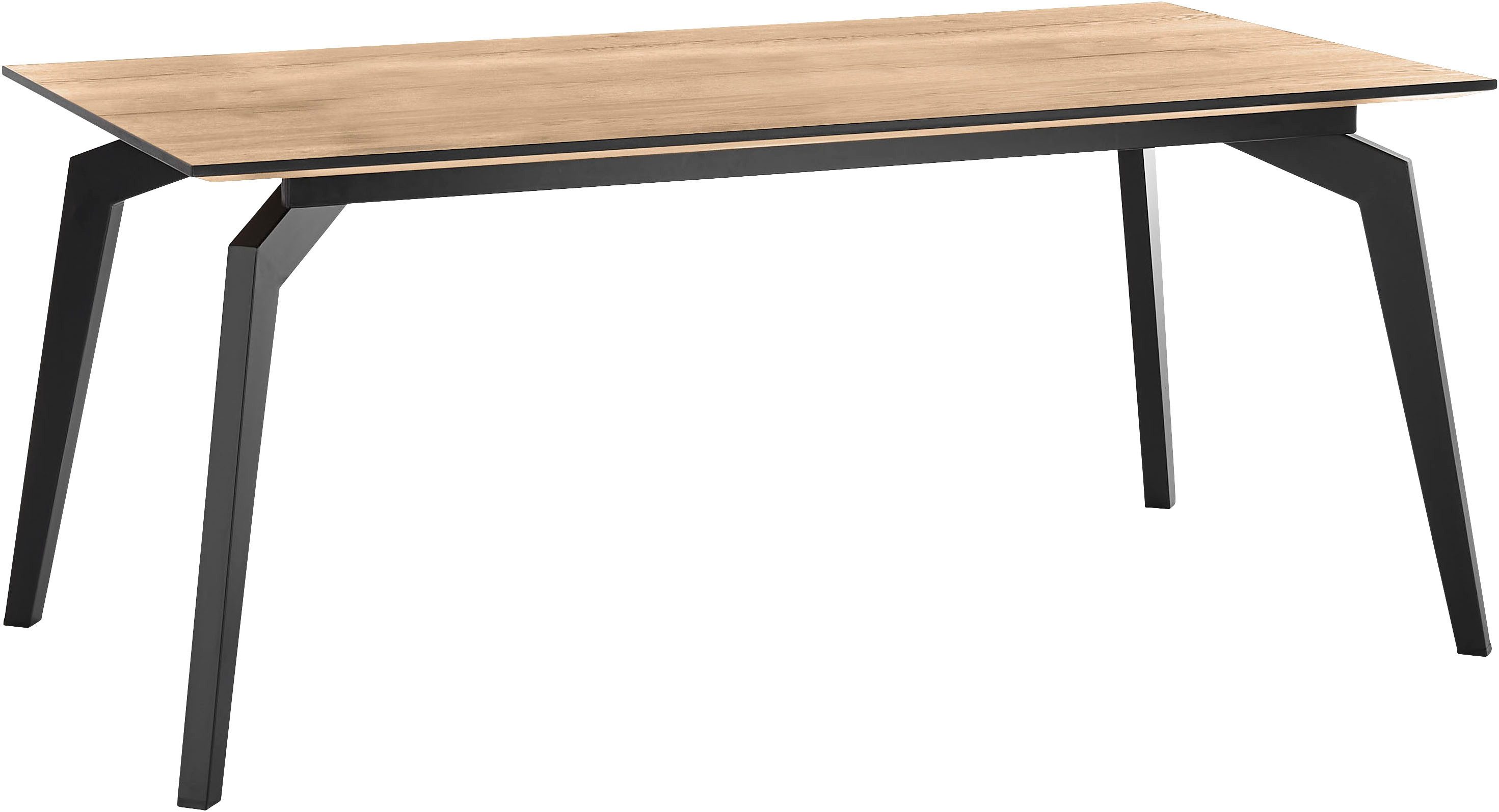 set one by Musterring Esstisch Kent, Tischplatte Halifax natur, schweizer Kante, 4-Fuß-Gestell in schwarz