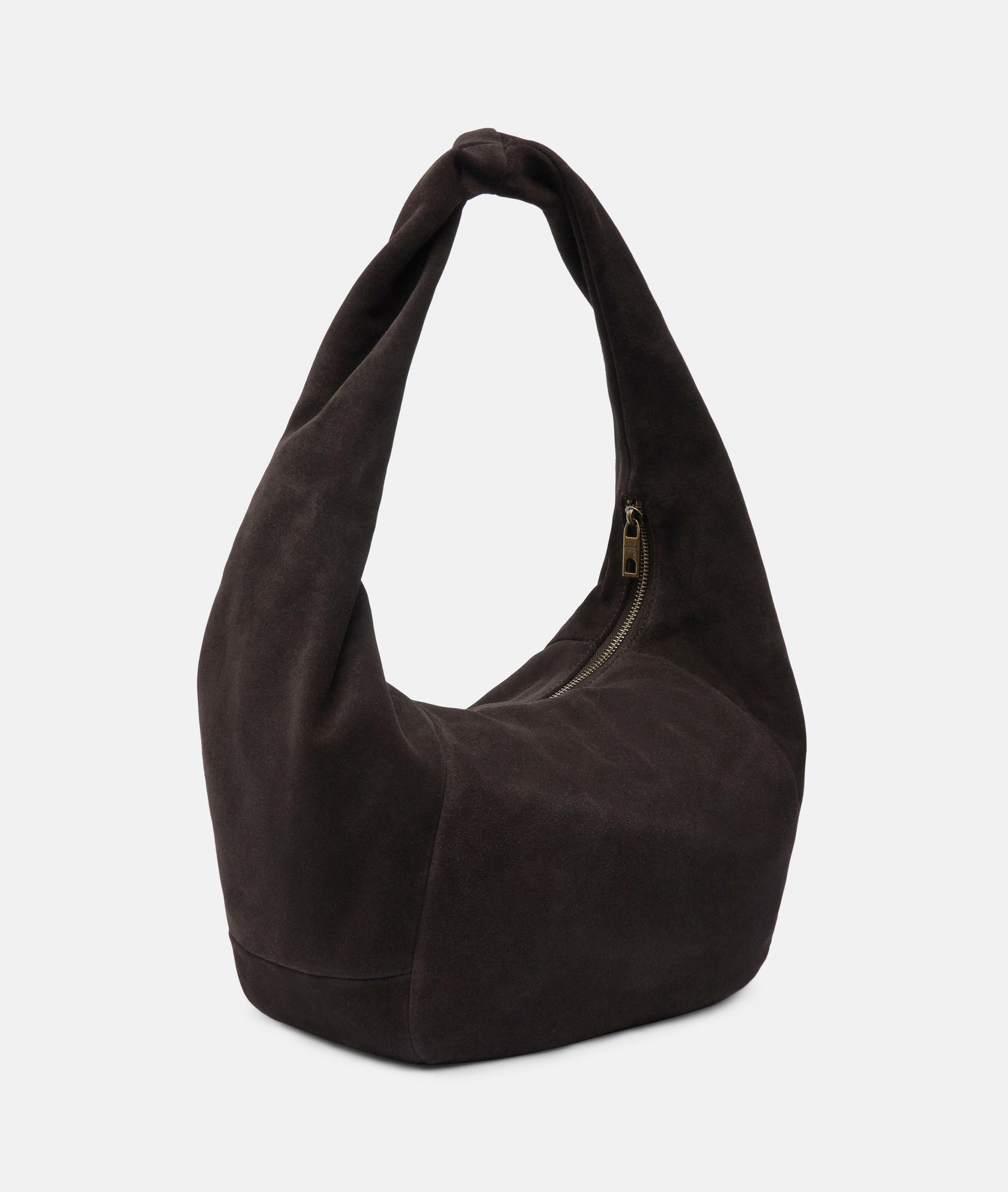 Liebeskind Berlin Schultertasche Farrah II Hobo M, Geräumige Beuteltasche aus weichem Veloursleder