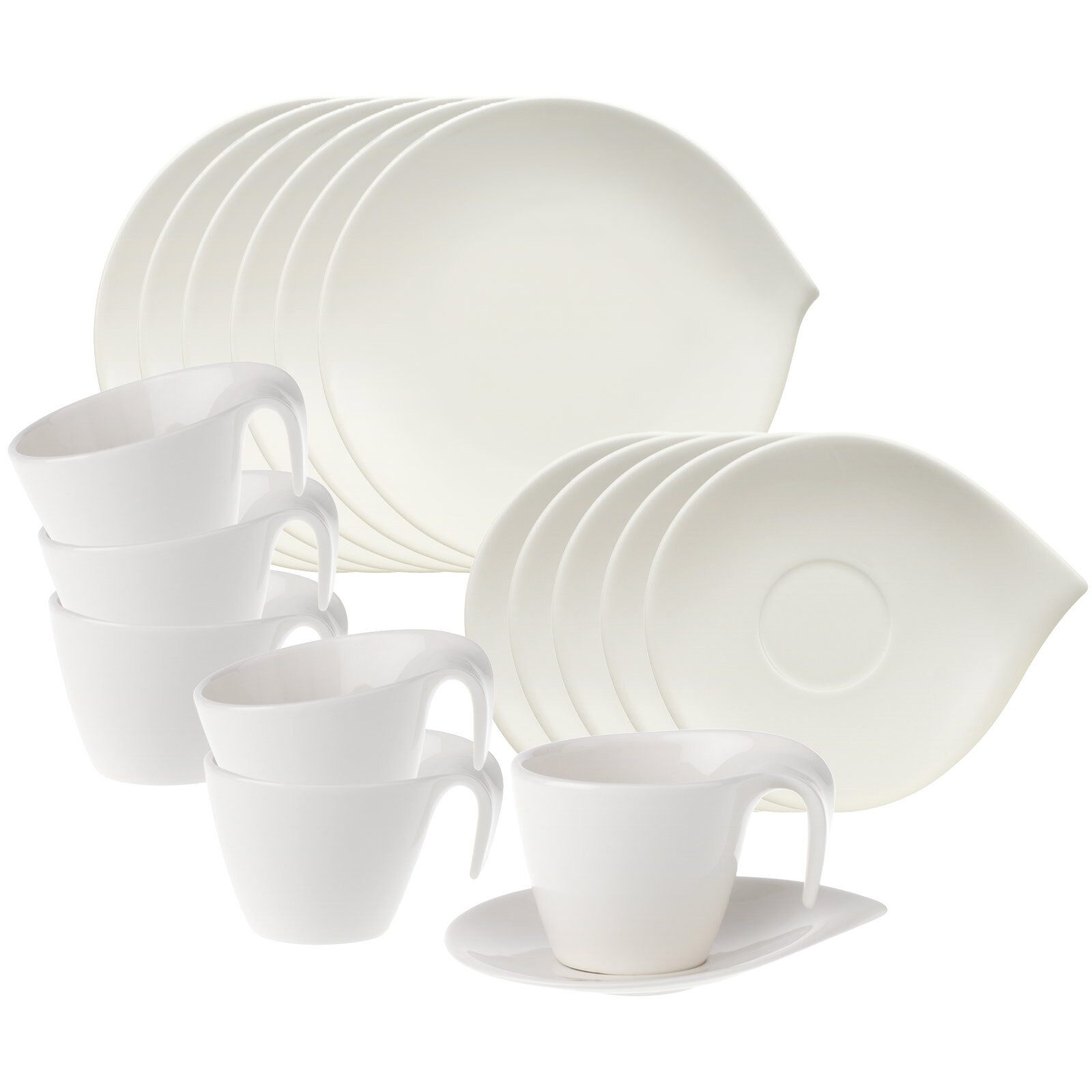 Villeroy & Boch Kaffeeservice Flow Kaffeeservice 18-tlg. (18-tlg), 6 Personen, Porzellan