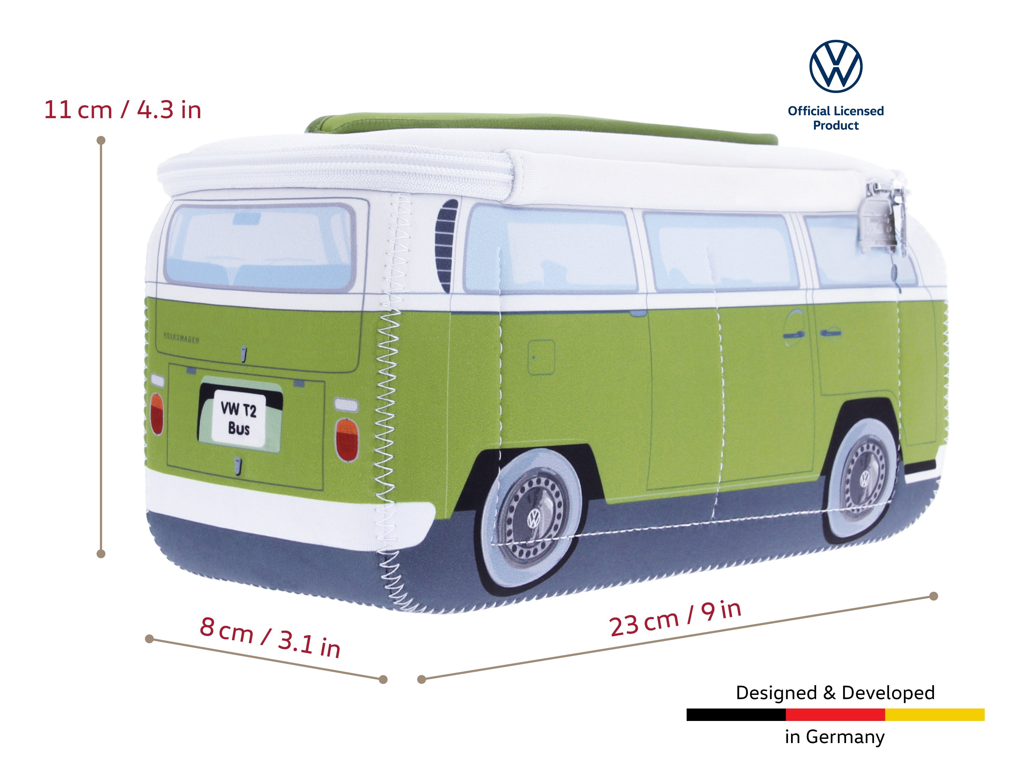 11 Design, Bulli Federmäppchen by cm Universaltasche aus Grün VW im x 8 Collection x Kosmetiktasche 23 T2 VW Neopren, BRISA