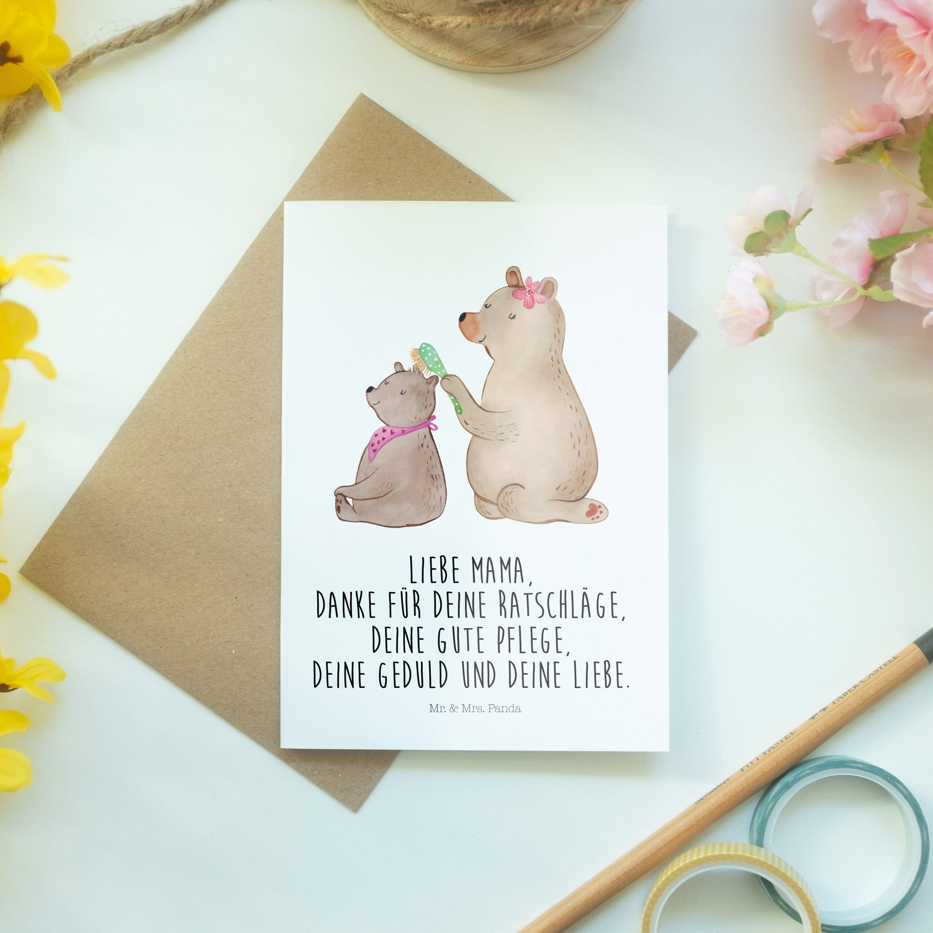 Geschenk, Karte, Mrs. Grußkarte - Weiß Kind Glückwunschkarte, - Mr. mit Bär Geburt & Papa, Panda