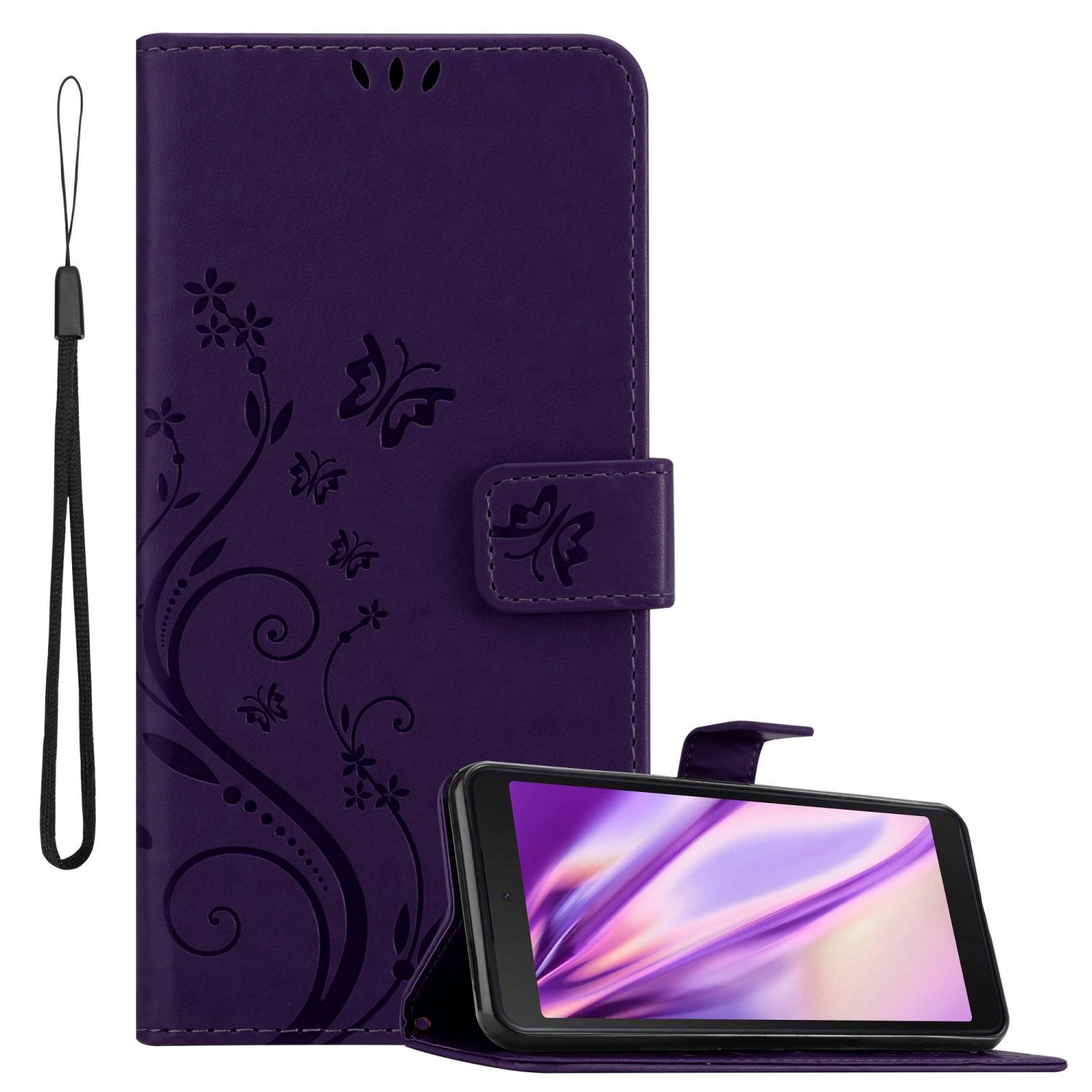 Cadorabo Handyhülle für Samsung Galaxy XCover 5 Hülle Samsung Galaxy XCover 5, Hülle Schutzhülle Blumen Flower mit Standfunktion Kartenfach Magnet