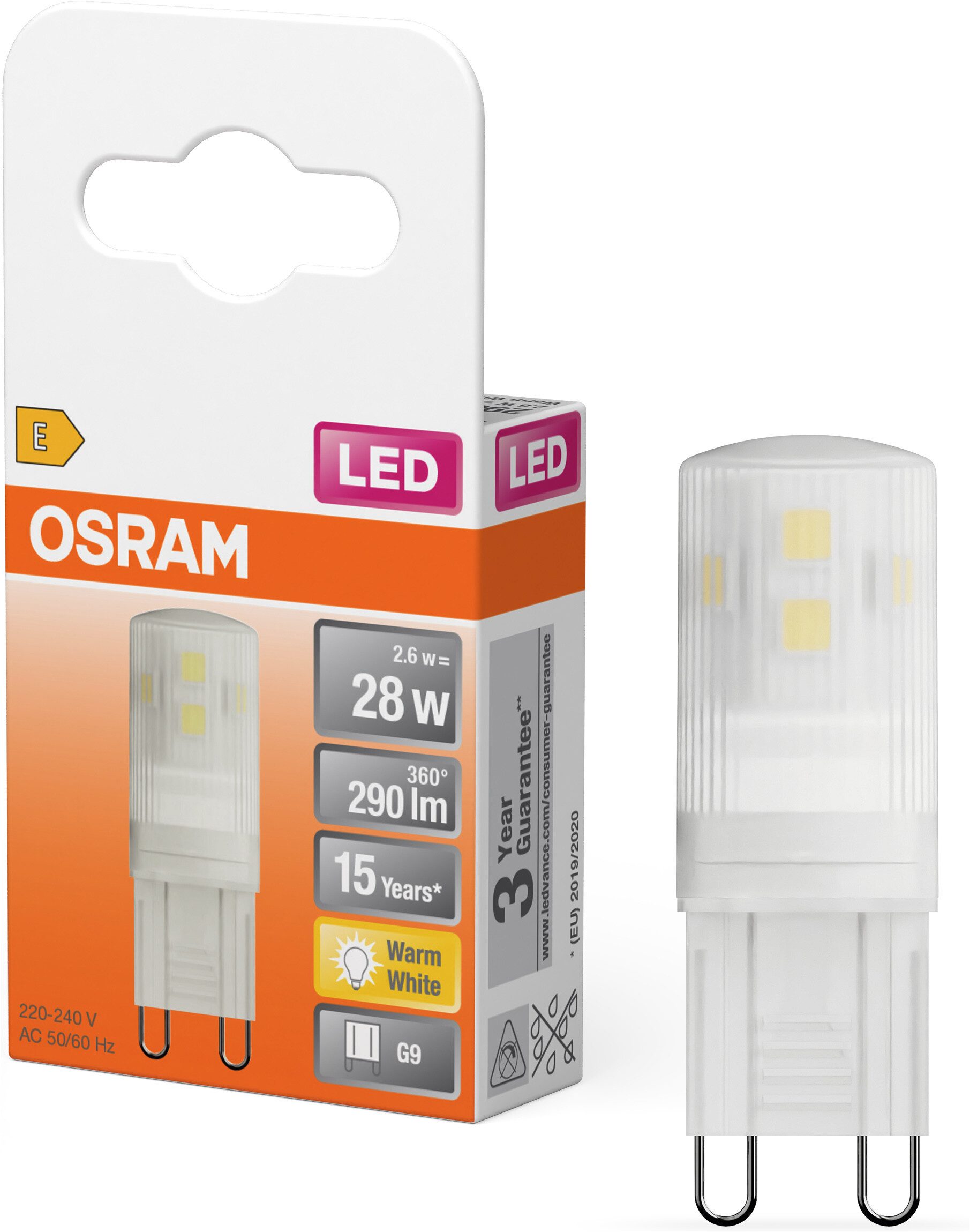 Osram LED-Leuchtmittel Star PINLED-Lampe, Matt, G9, 1 St., Warmweiß