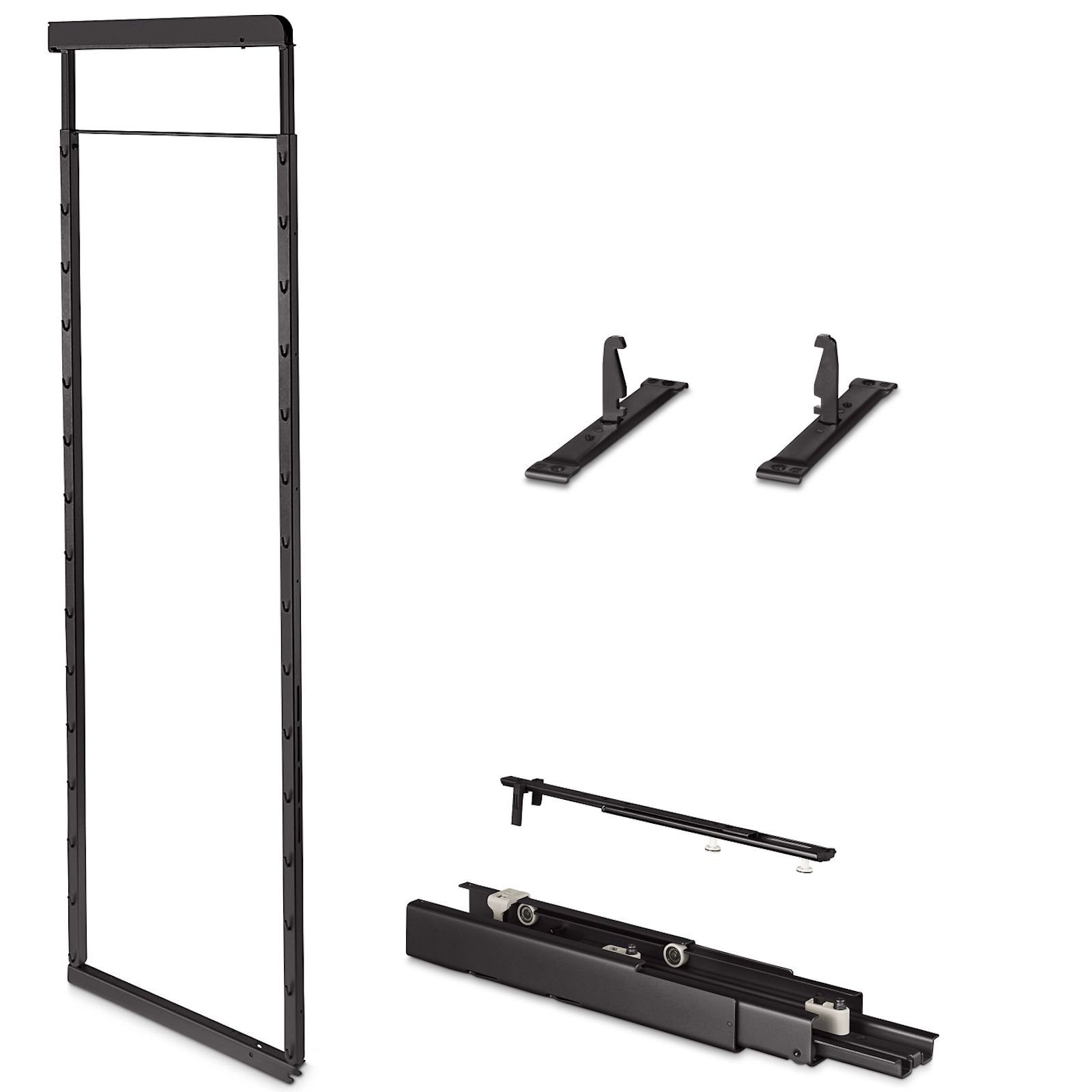 Kesseböhmer Auszugsboden Dispensa-X anthrazit für 40 cm Schrankbreite SoftstopPlus, Clickfixx und 4 ARENA Style Tablare, Tragrahmen 1200-1600 mm