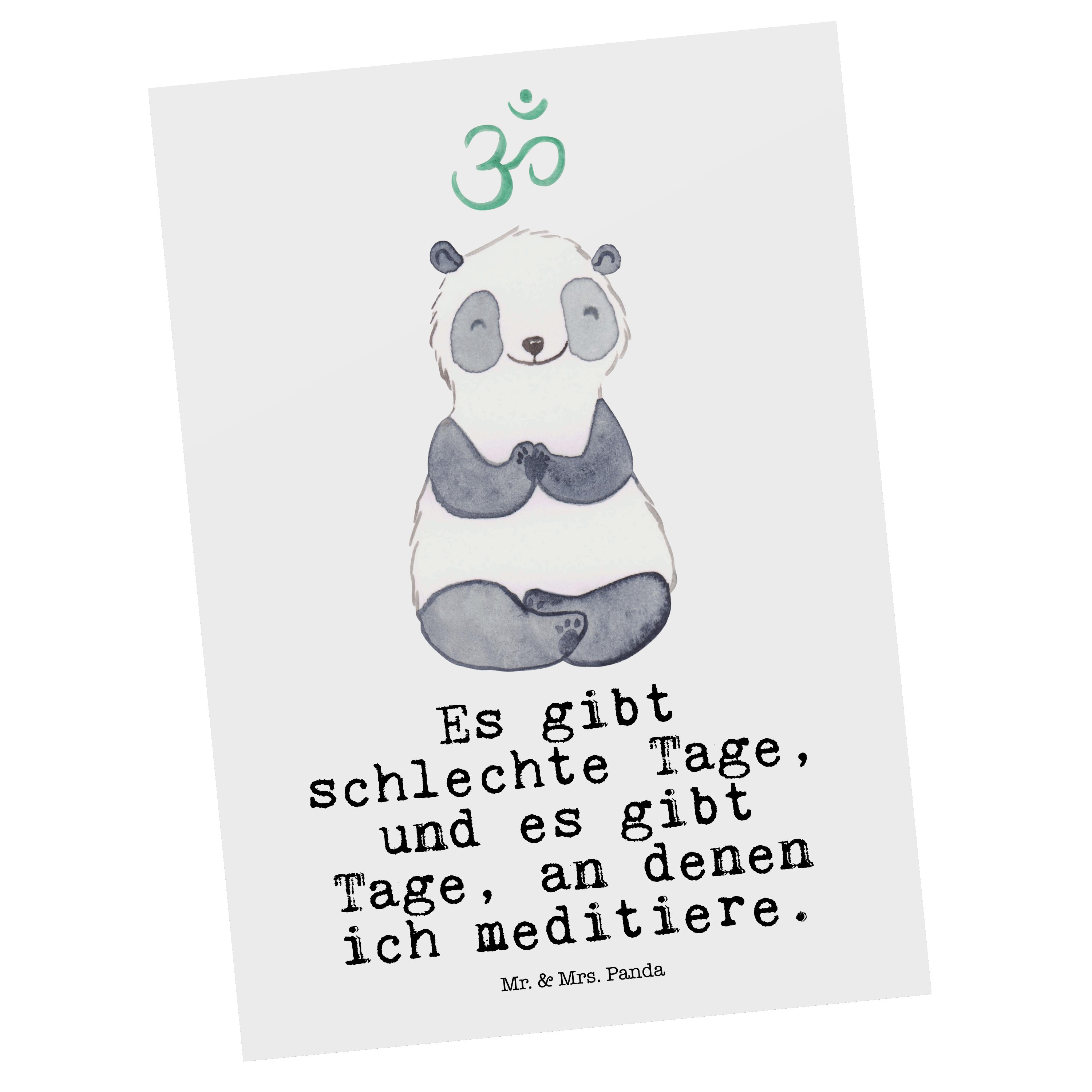 - Mrs. Panda Weiß Postkarte Geschenk, Meditieren Panda Mr. Einladungskarte, - Tage & Einladung
