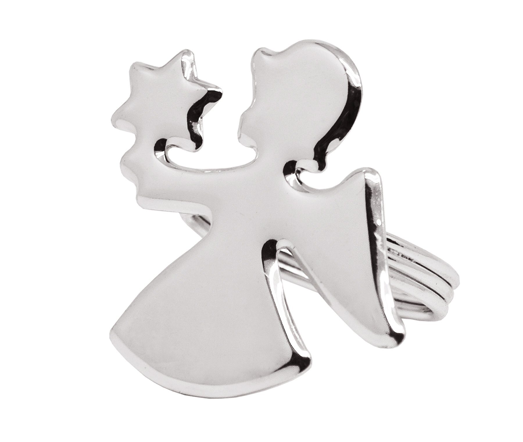 EDZARD Serviettenring Engel, Stahl, 4er-Set, Engel-Motiv, edel versilbert mit Anlaufschutz, H 4 cm