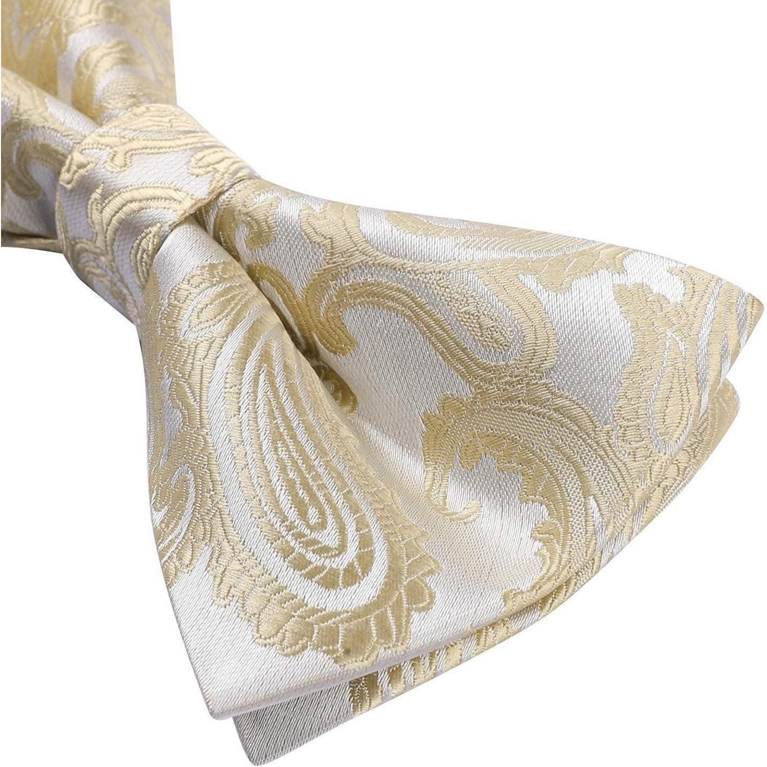 LuxusKollektion Fliege Fliege Herren Paisley Einstecktuch Manschettenknopf Set A1 Beige (1-St) – Bild 5 von 5