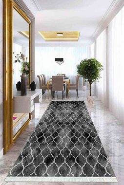 Teppich Karo Anthrazit 6x Größen Läufer Waschbar Antirutsch Flacher Teppich, Jungengel Textilien, Höhe: 6 mm, Universell einsetzbar, Fußbodenheizungsgeeignet