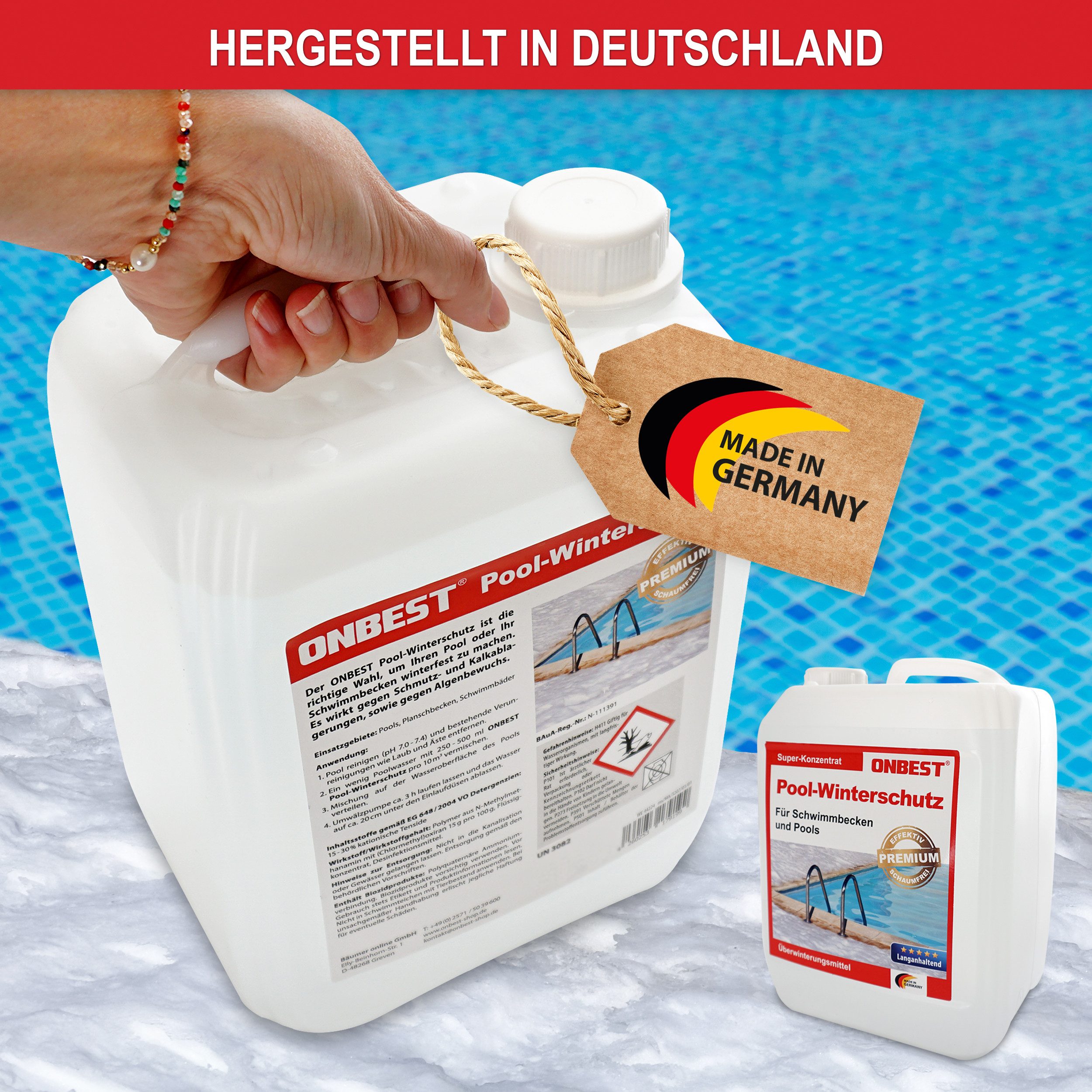 Onbest Poolpflege Pool Winterschutz gegen Algen, Schmutz, Ablagerungen, 3 Liter, 5 Liter, Made in Germany – Bild 4 von 5