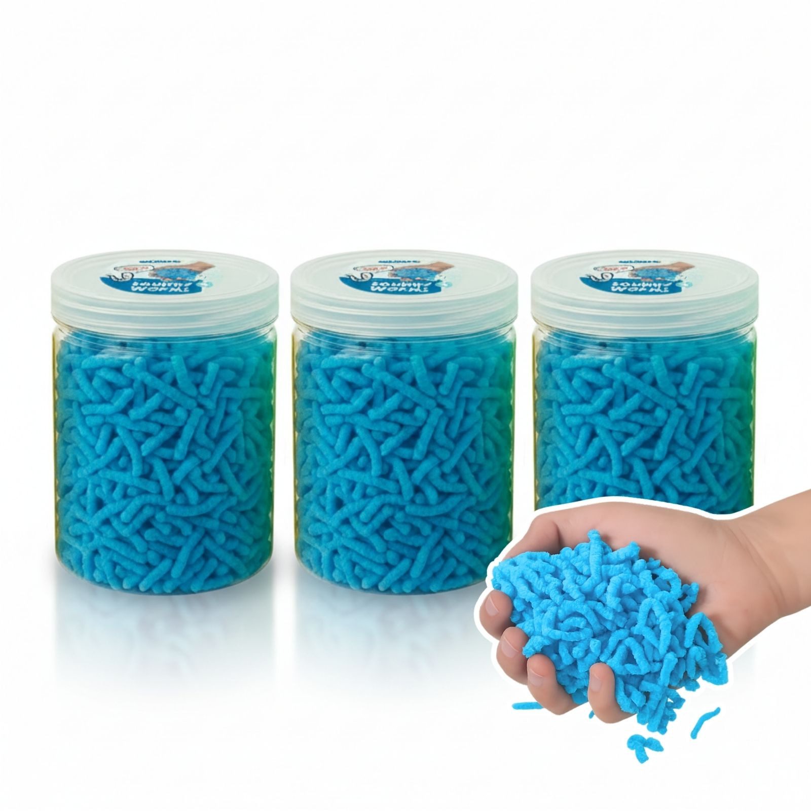 alldoro Fidget-Gadget Squishy Worms, 360g blaue Fidget-Würmchen, Sensorisches Anti-Stress Spielzeug mit coolem Zappel-Effekt zum Kneten