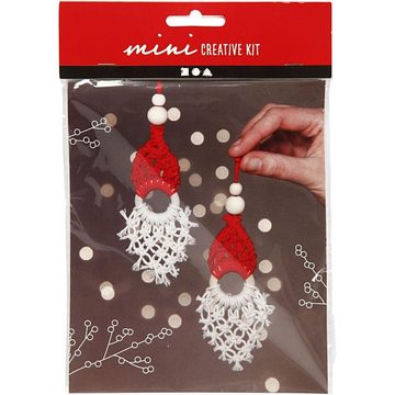 Creotime Bastelperlen Mini-Kreativset, Weihnachtswichtel aus Macramé, H: