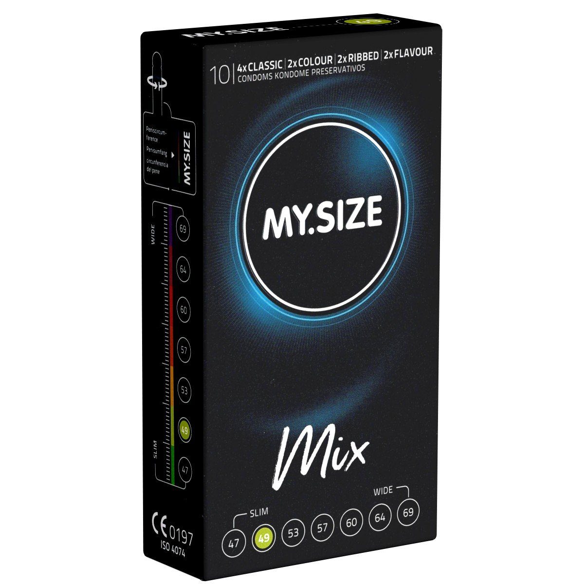 MY.SIZE Презервативы Classic 49 MIX Packung mit, 10 St., im gemischten Меню, Презервативы für besten Tragekomfort und Sicherheit