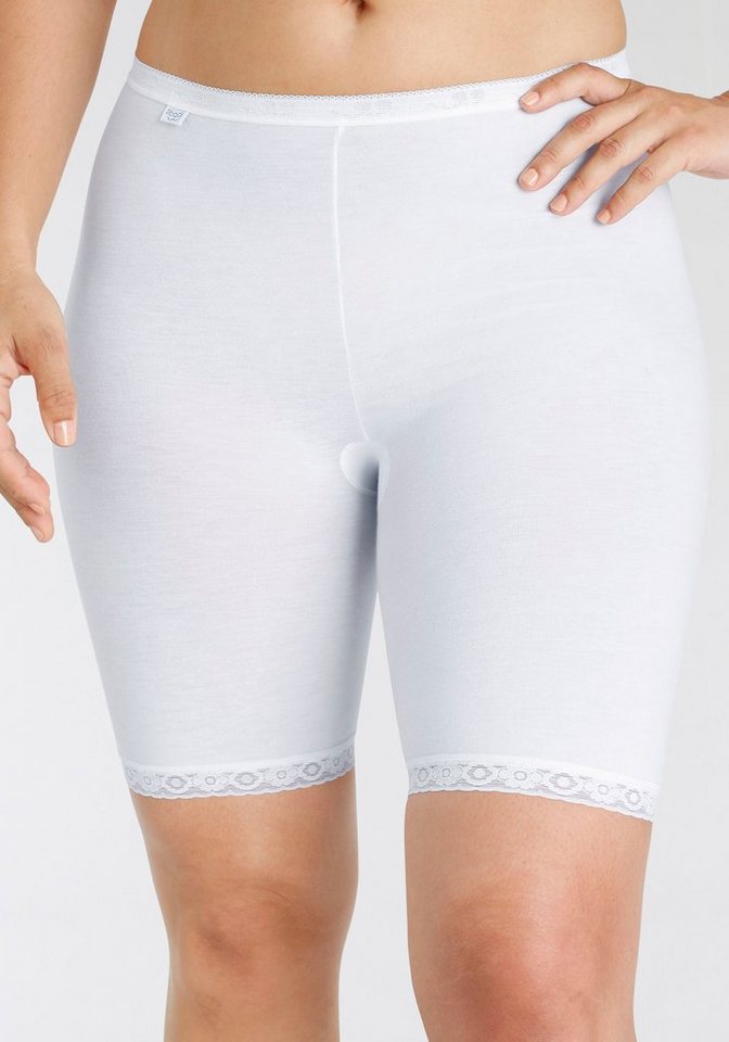 Sloggi Lange Unterhose Basic + (Packung, 2-St) Long-Pants mit Spitzenbesatz