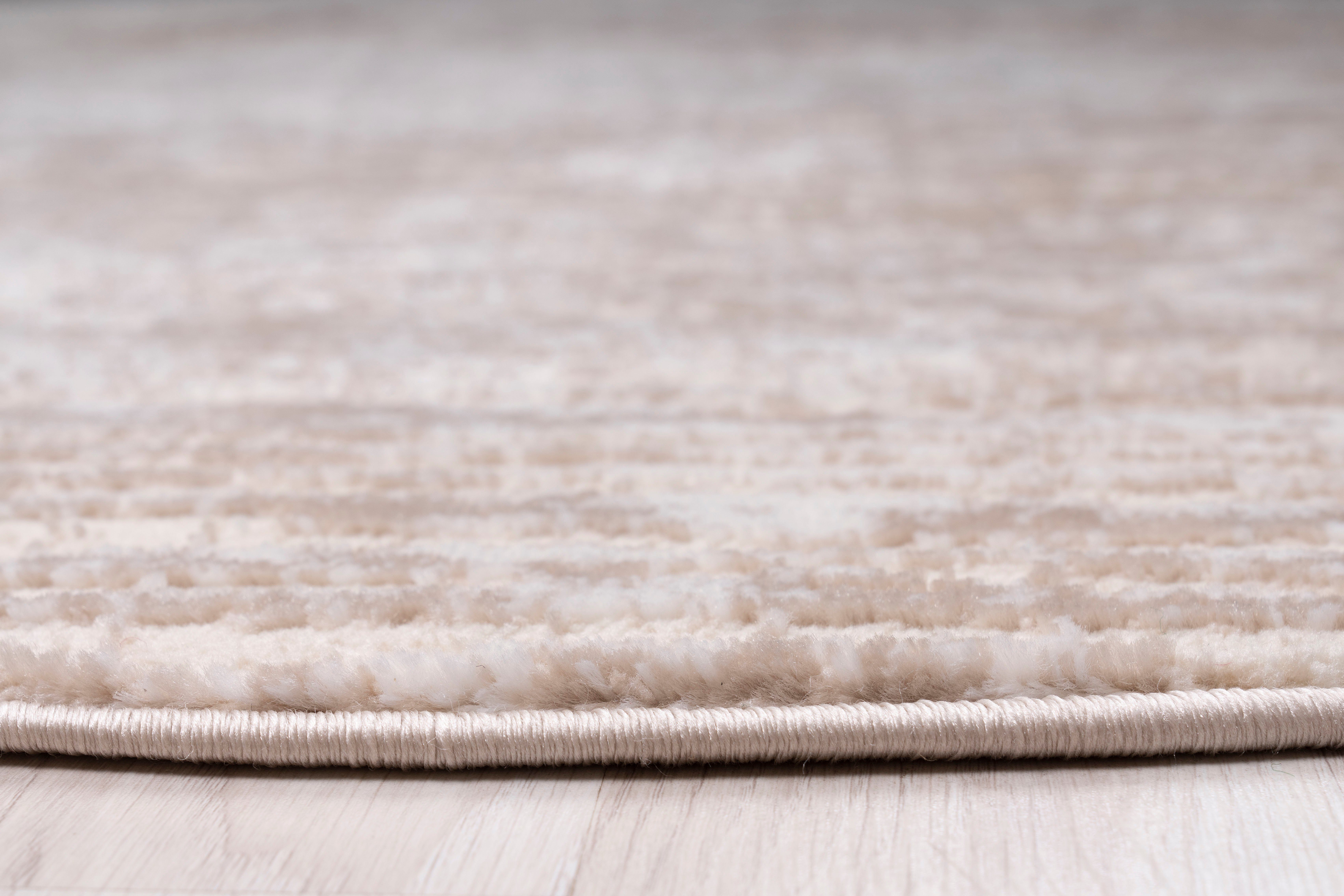 Teppich Ariano, beige affaire, rund, Vintage, 12 Glanz, Schrumpf-Carving-Effekt Höhe: dezenter Home mm, Hoch-Tief-Struktur