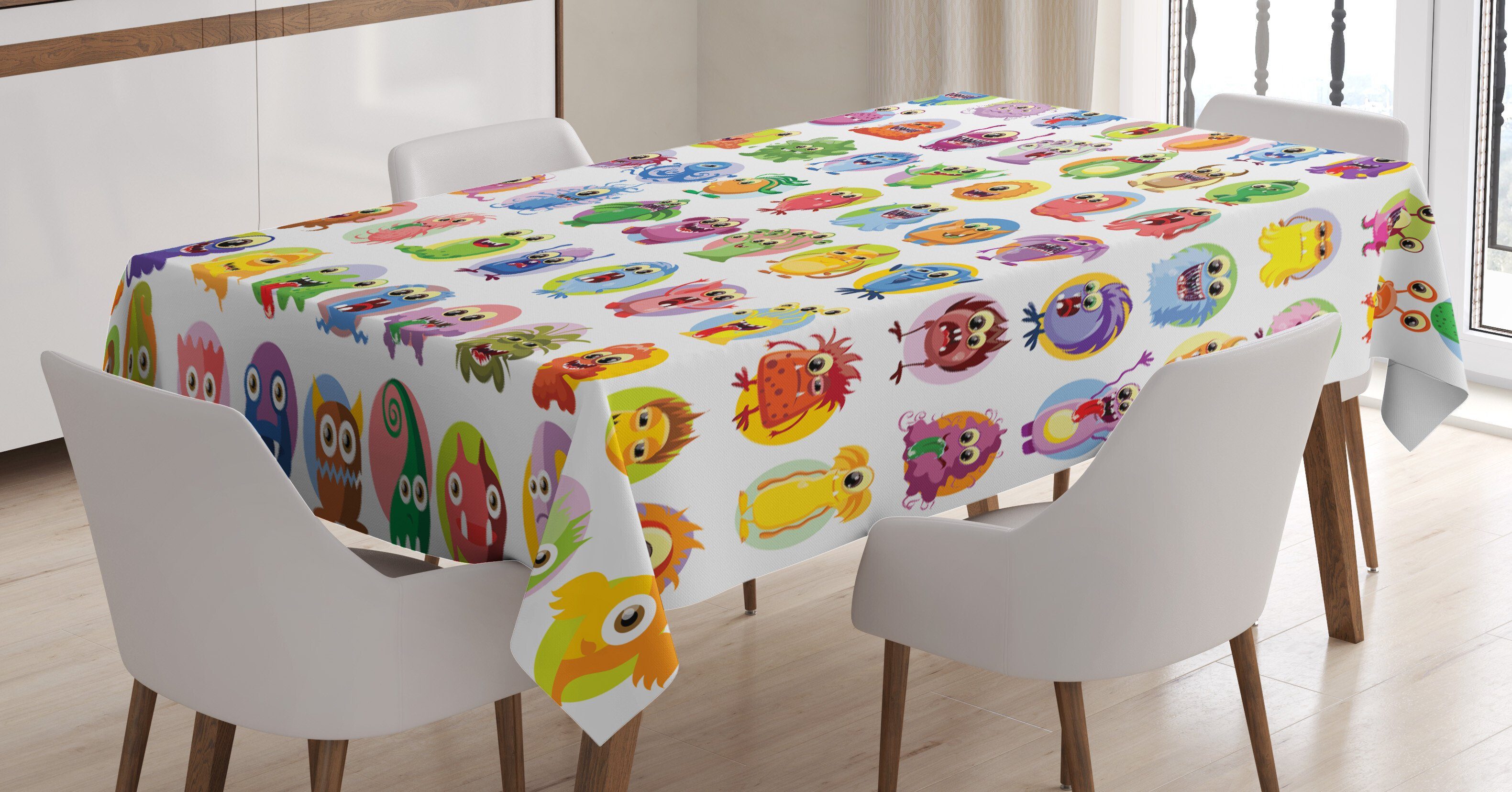 Klare Cartoon Farbfest den Animation Farben, Außen Waschbar Mosters Tischdecke Bereich geeignet Für Baby Abakuhaus