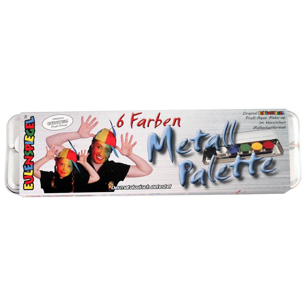 Theater Schminkpalette 6 Profi Aqua Farben Metall-Palette inkl. Profi Pinsel