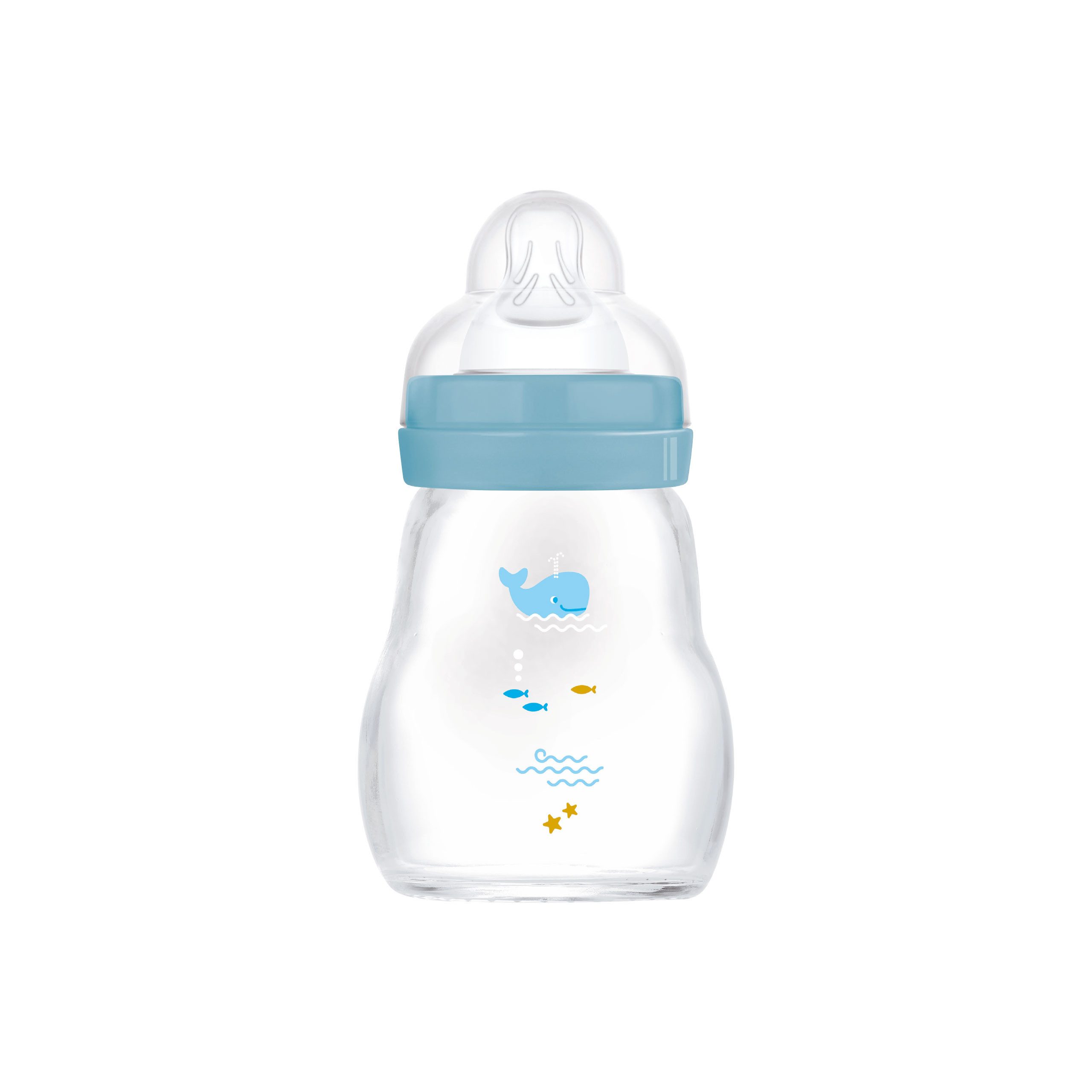 MAM Babyflasche Glasflasche Feel Good Matt, mit Skin Soft Anti-Kolik Silikon Weithals Trinksauger
