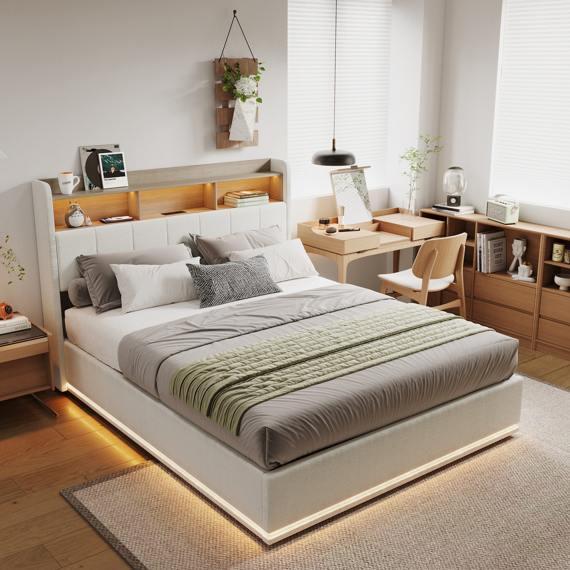 PXloue Polsterbett Doppelbett mit Stauraum (Funktionsbett), günstig online kaufen